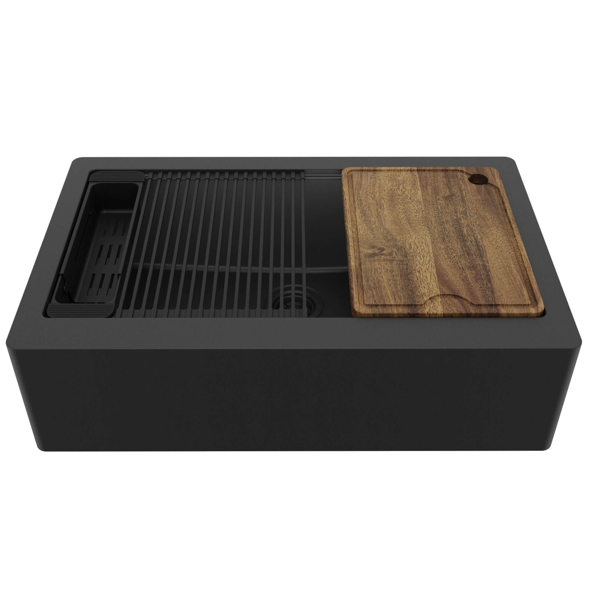 Karran 34 quartz composite workstation farmhouse sink black product image
