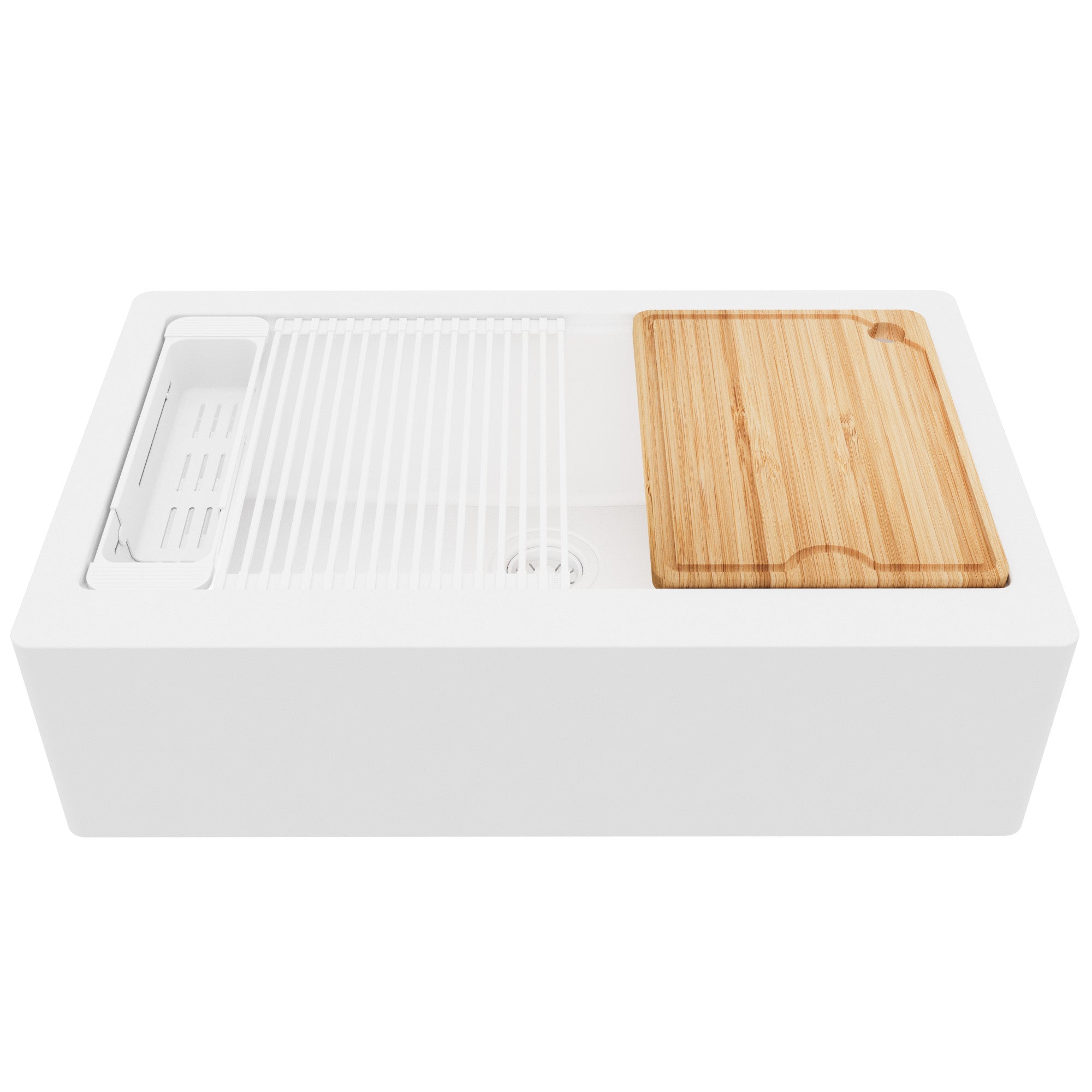 Karran 34 quartz composite workstation farmhouse sink white product image