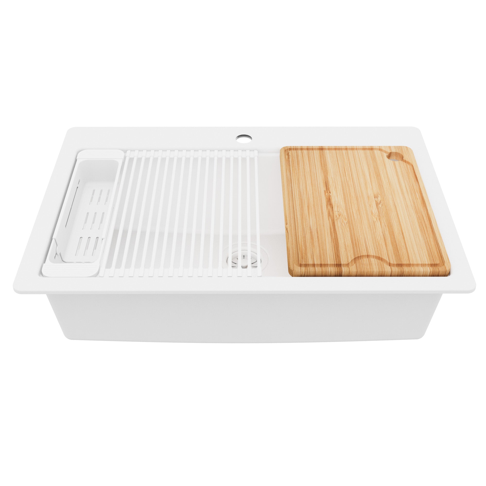 Karran 33 quartz composite workstation kitchen sink white product image