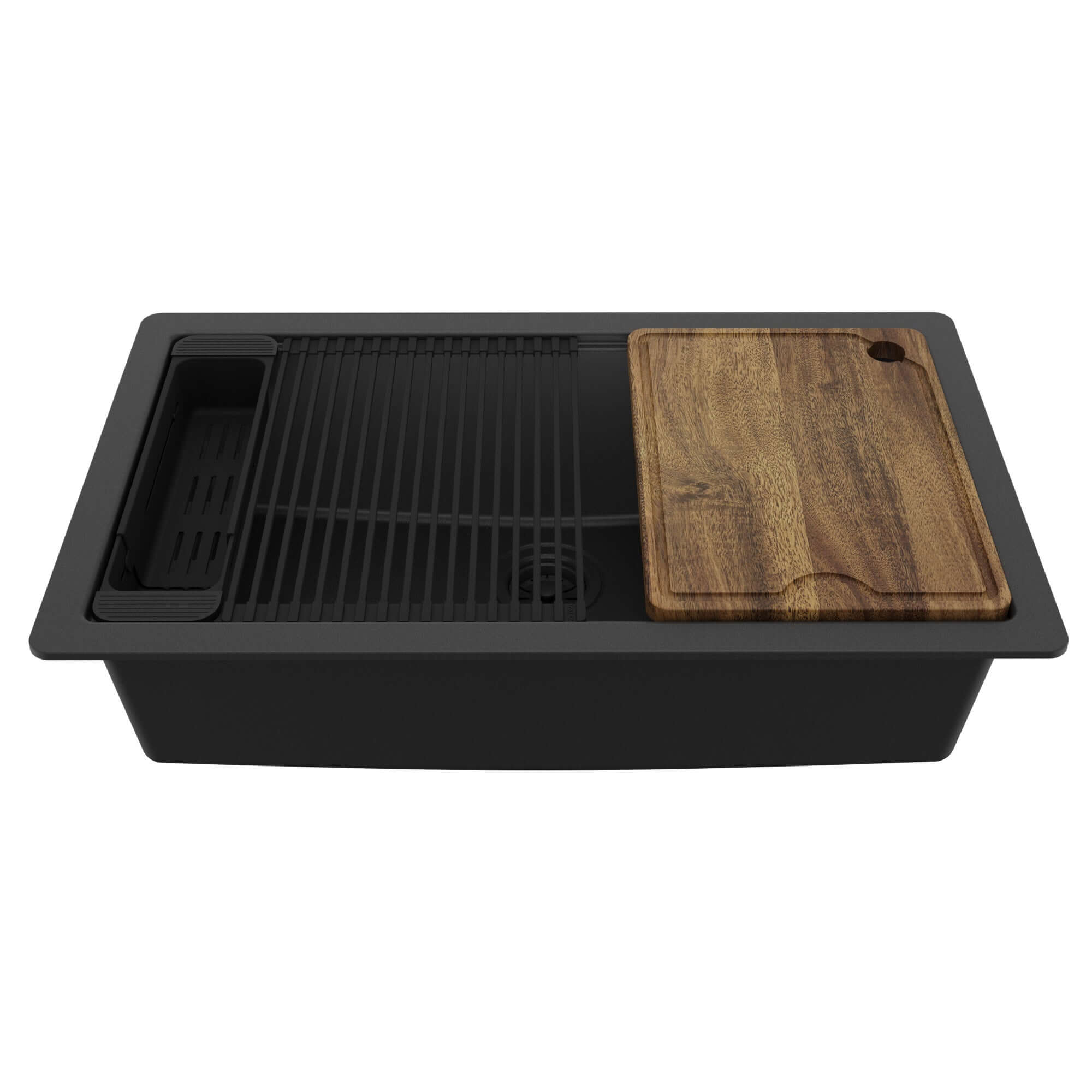 Karran 32 quartz composite workstation kitchen sink black product image