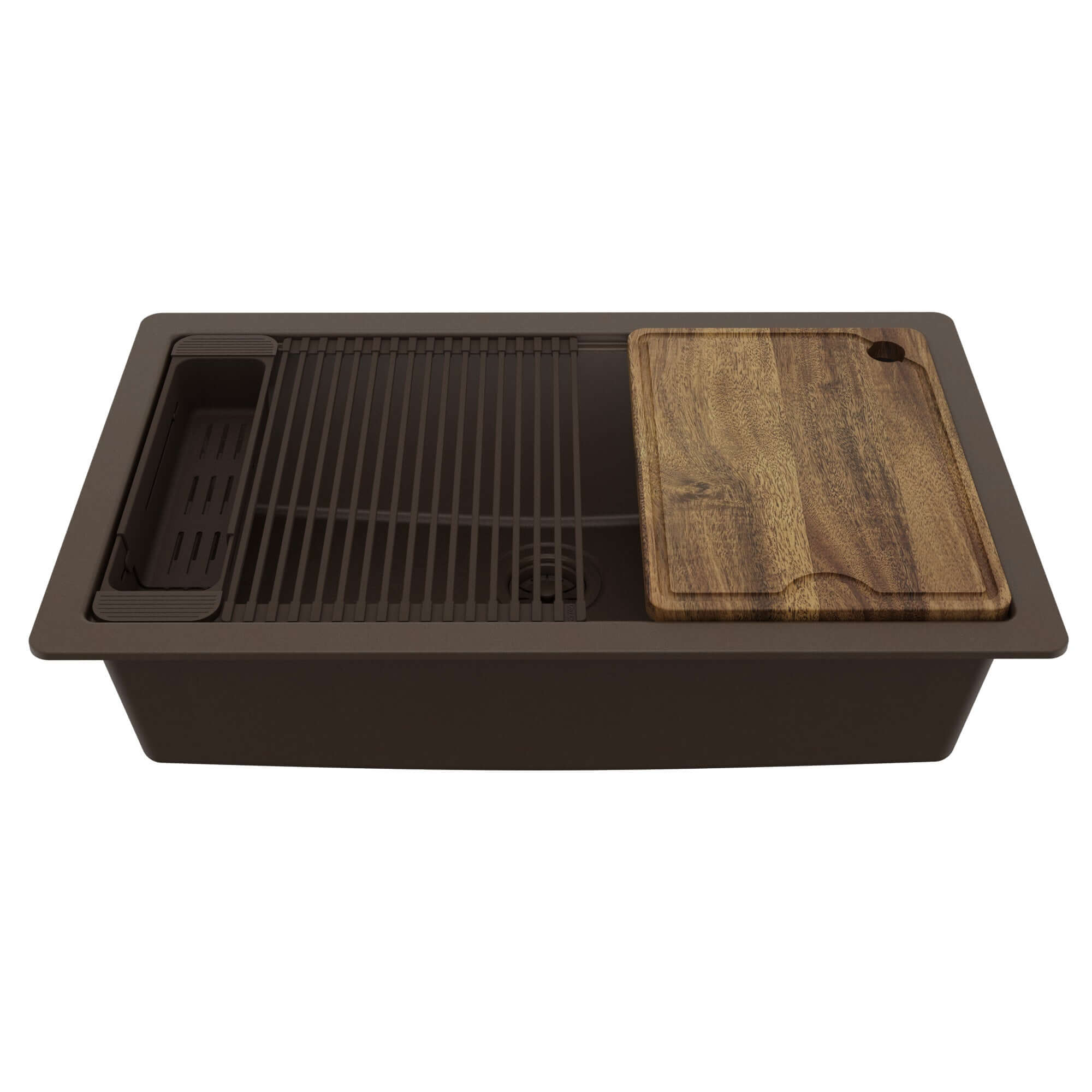 Karran 32 quartz composite workstation kitchen sink brown product image