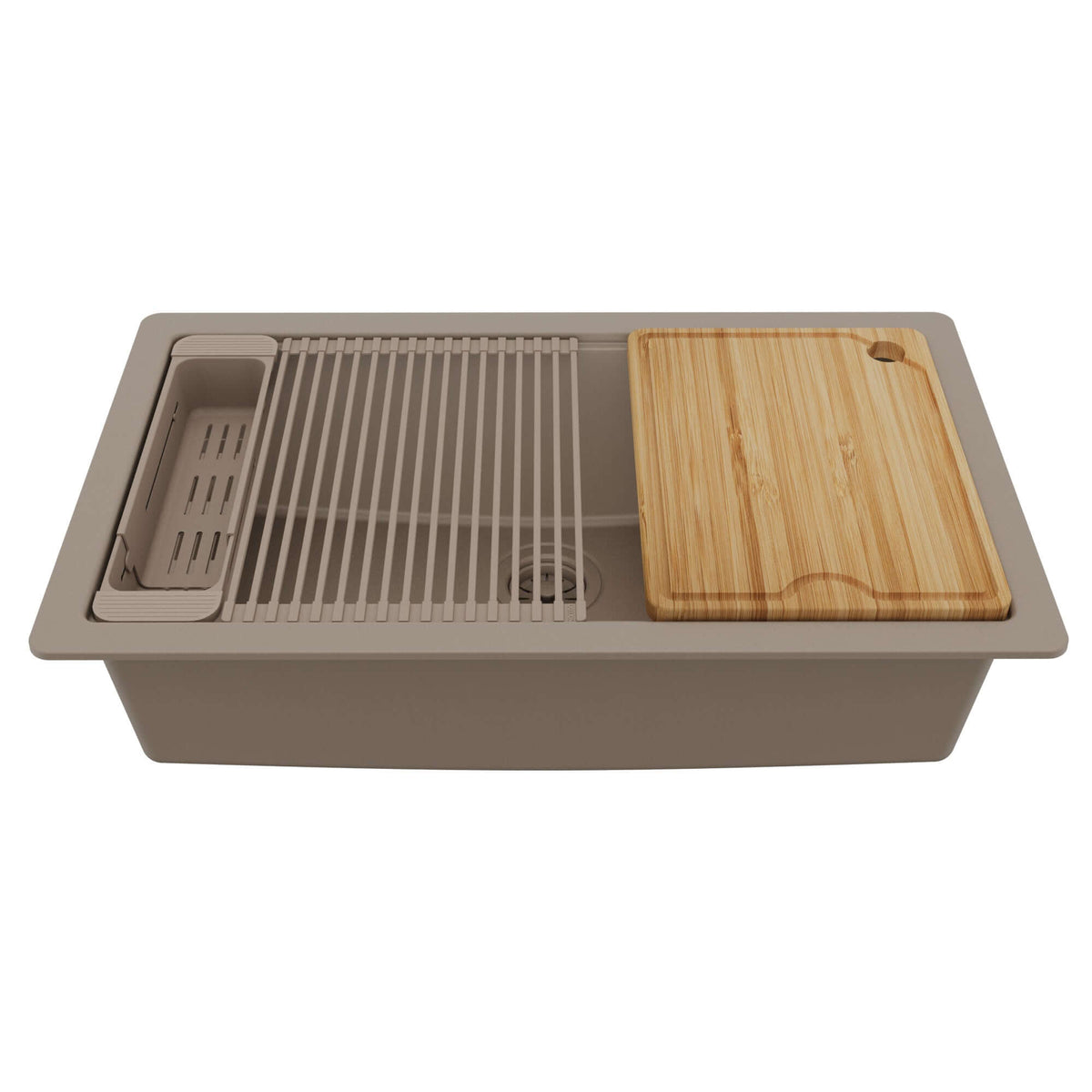 Karran 32 quartz composite workstation kitchen sink concrete product image
