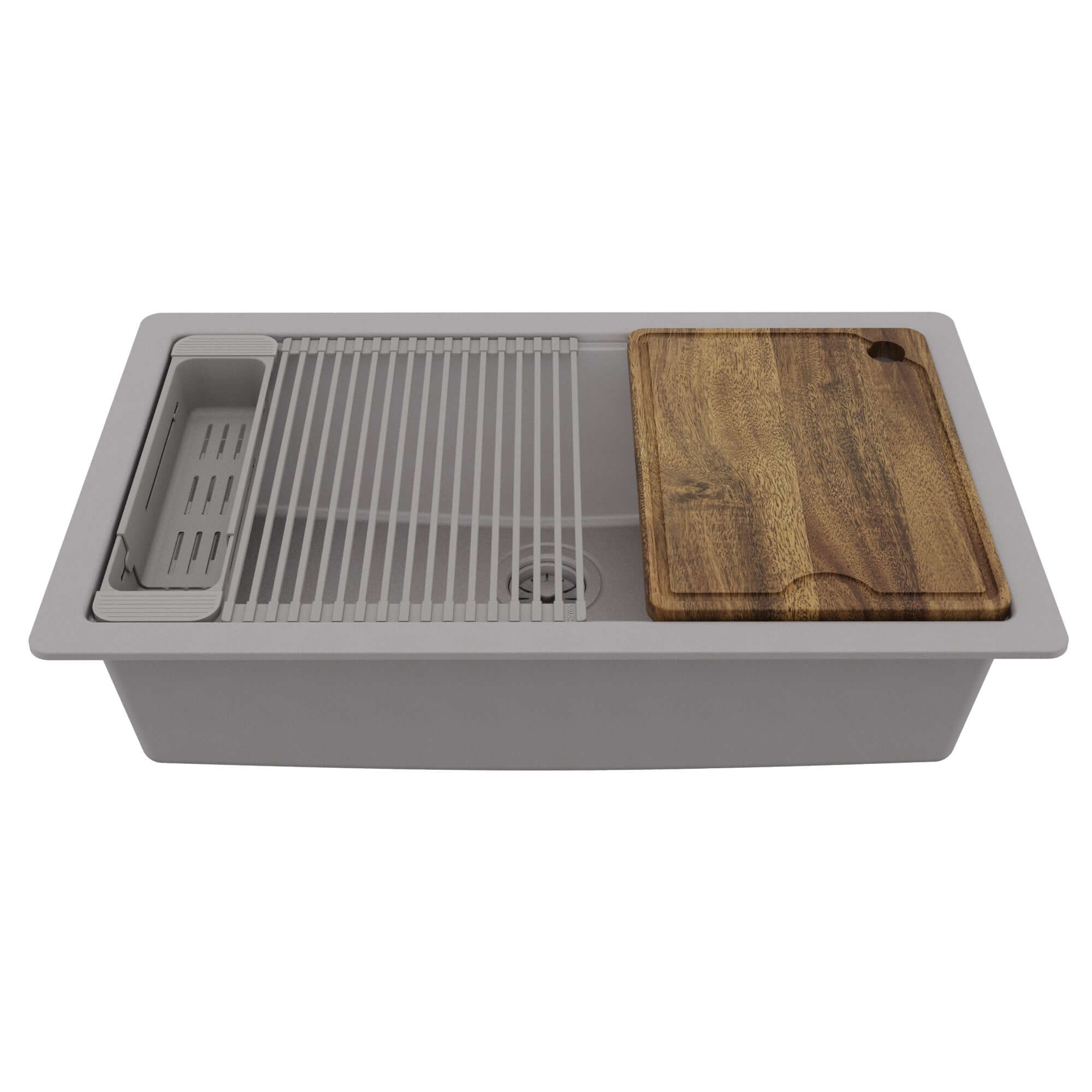 Karran 32 quartz composite workstation kitchen sink grey product image
