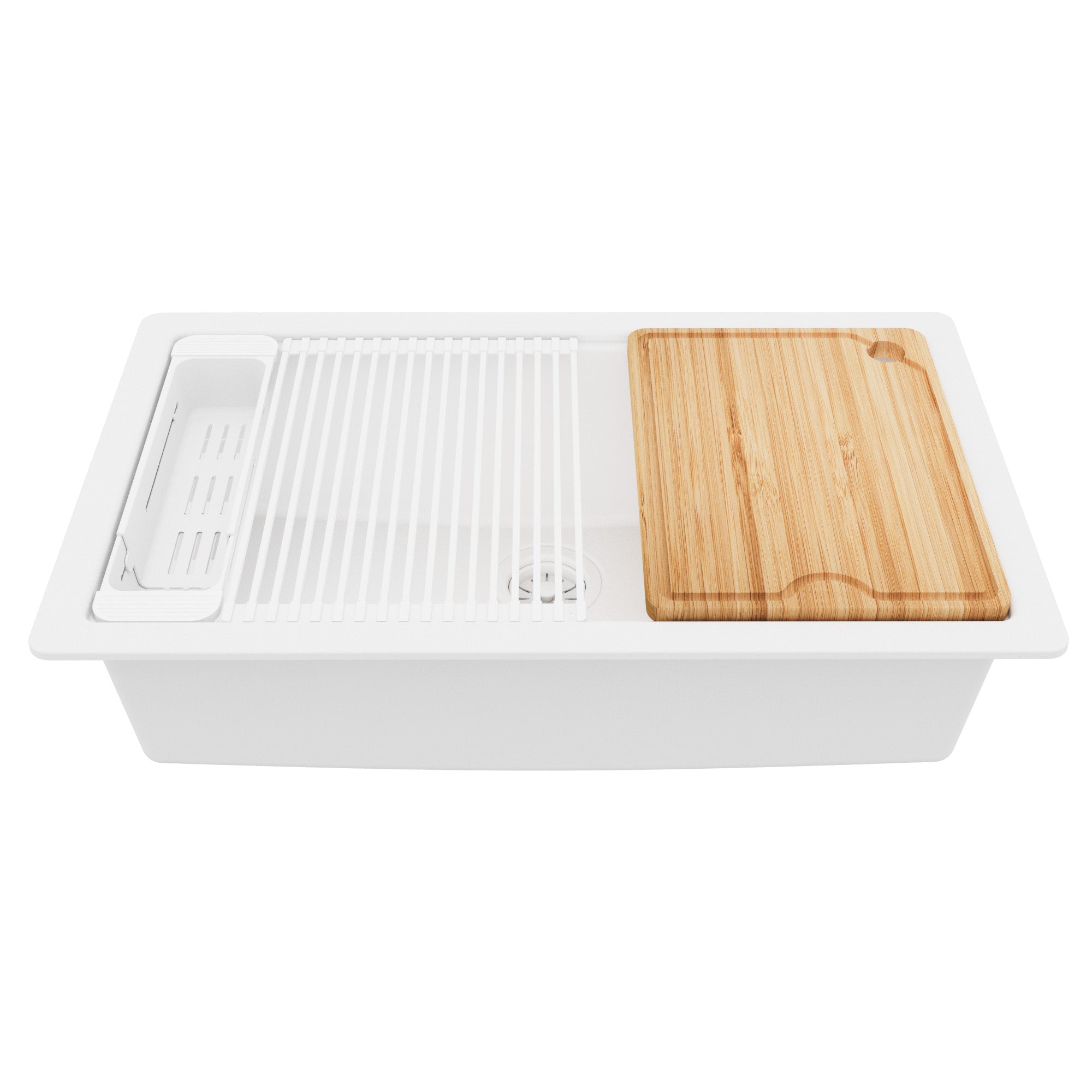 Karran 32 quartz composite workstation kitchen sink white product image