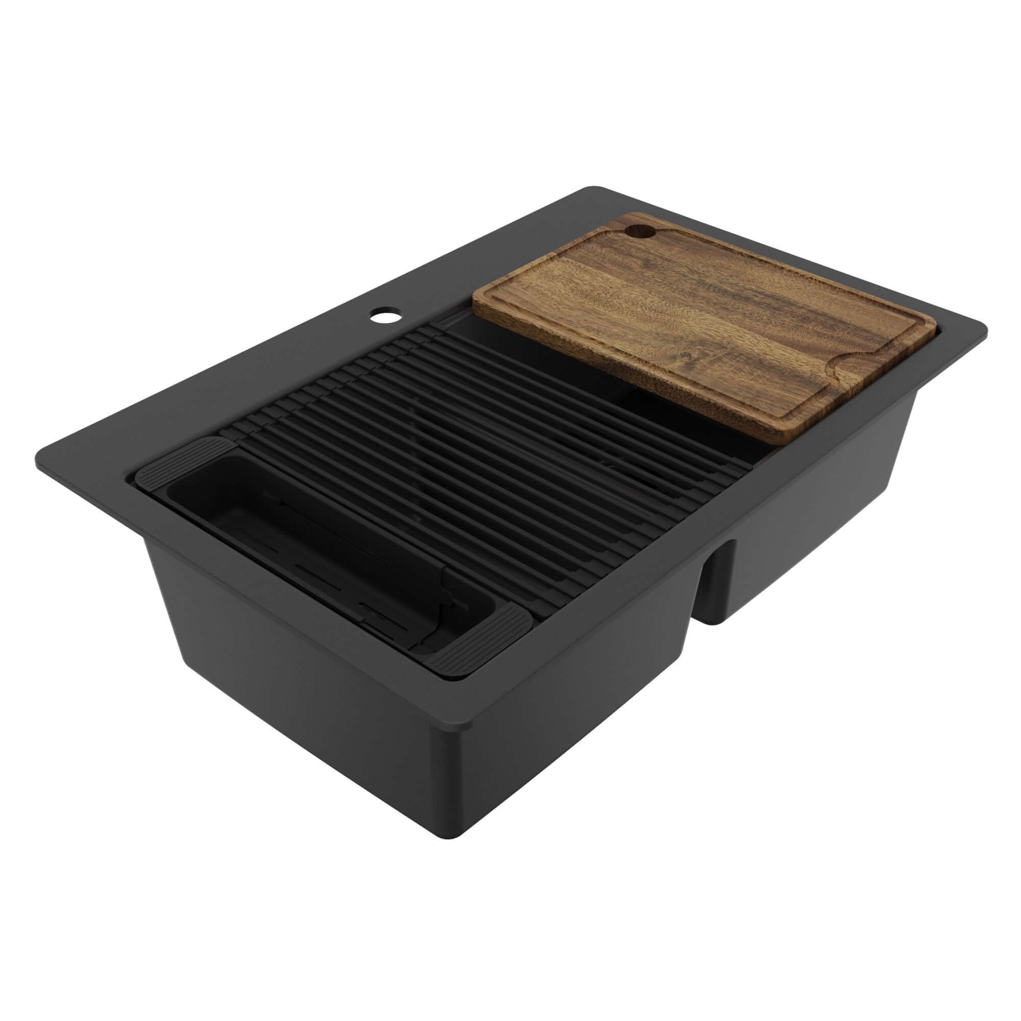 Karran 33 quartz composite workstation kitchen sink 50/50 double bowl black product image