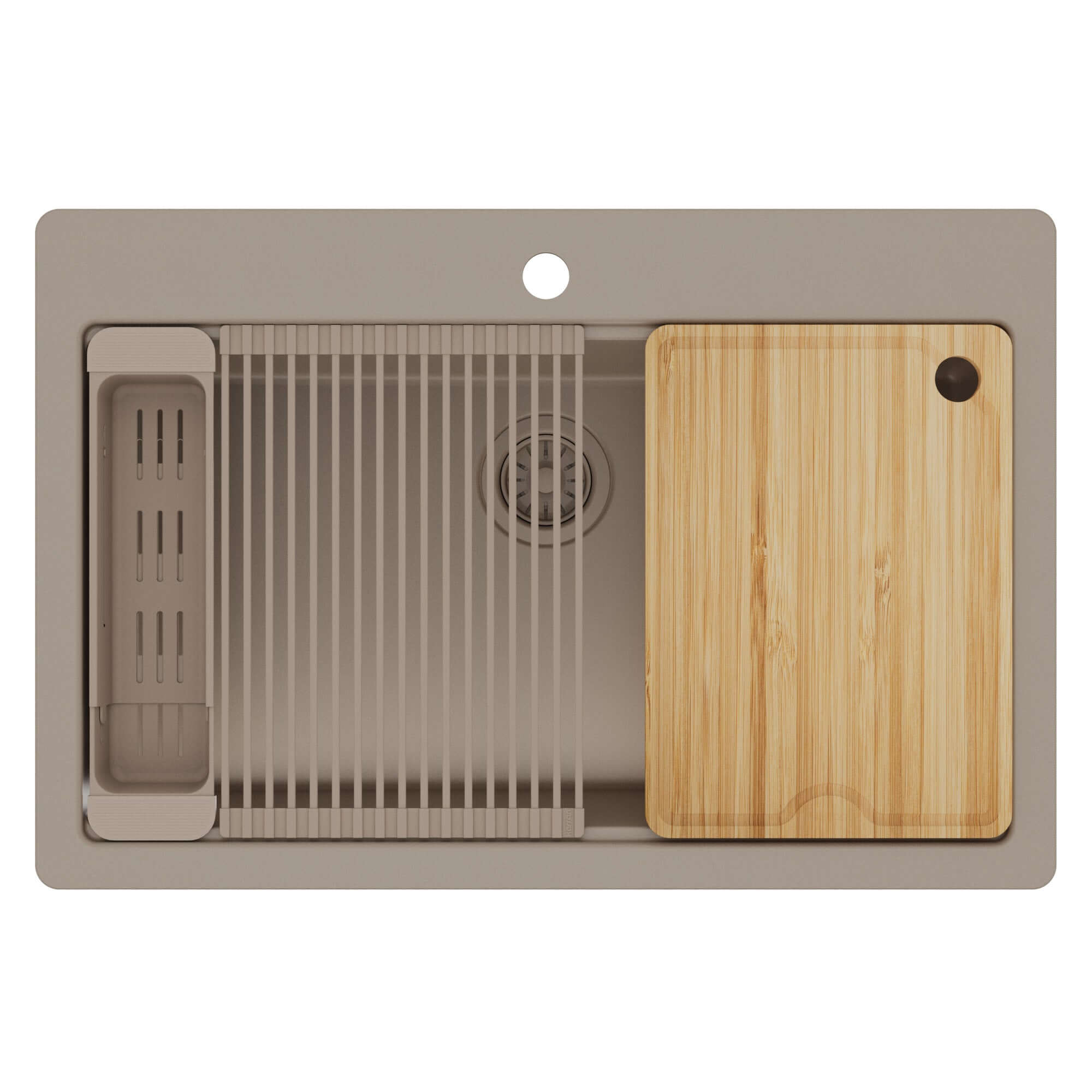 Karran 33 quartz composite workstation kitchen sink concrete product image