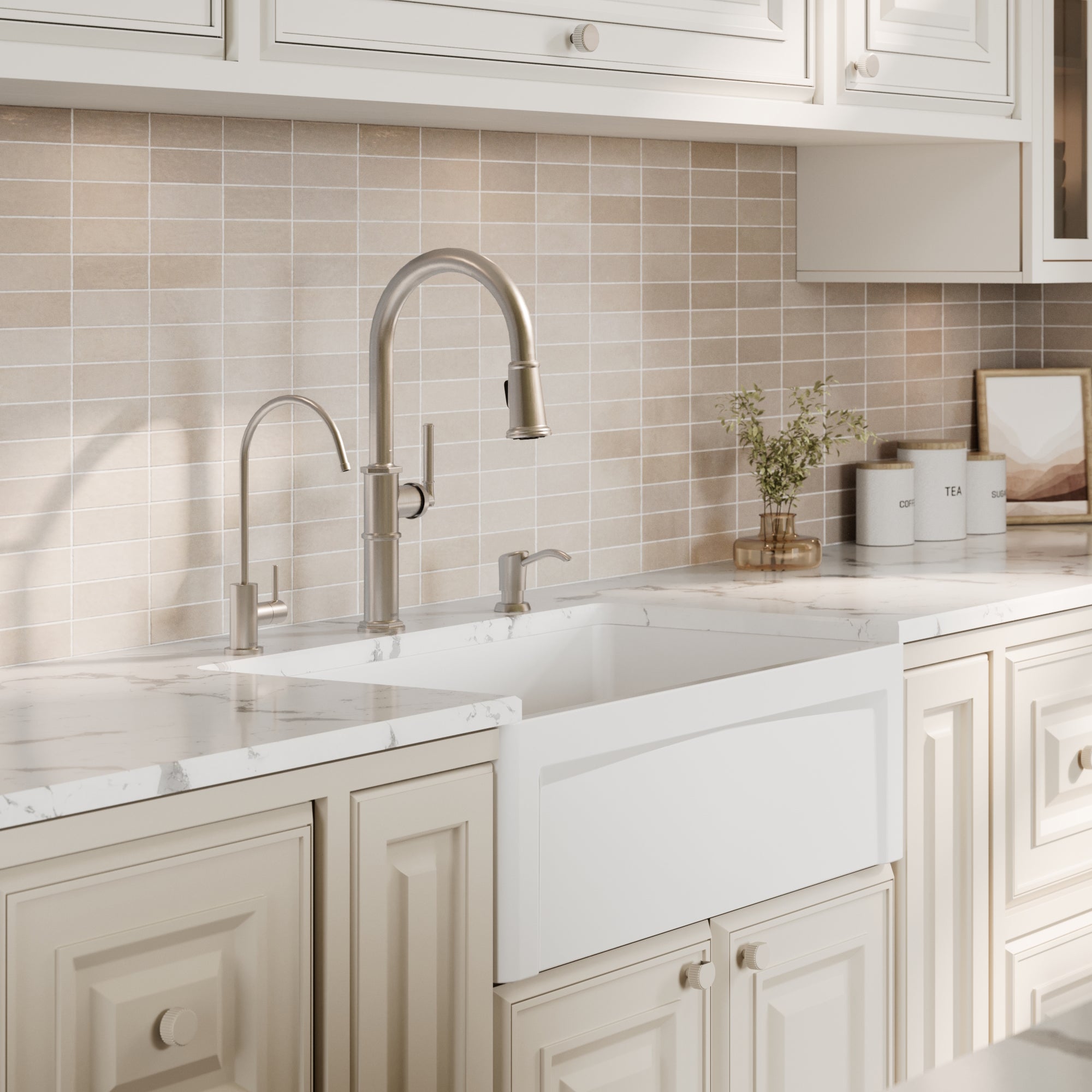 Alternative View of Karran Fireclay 30" Fireclay Farmhouse Sink with Accessories, White, FCP30SBWH
