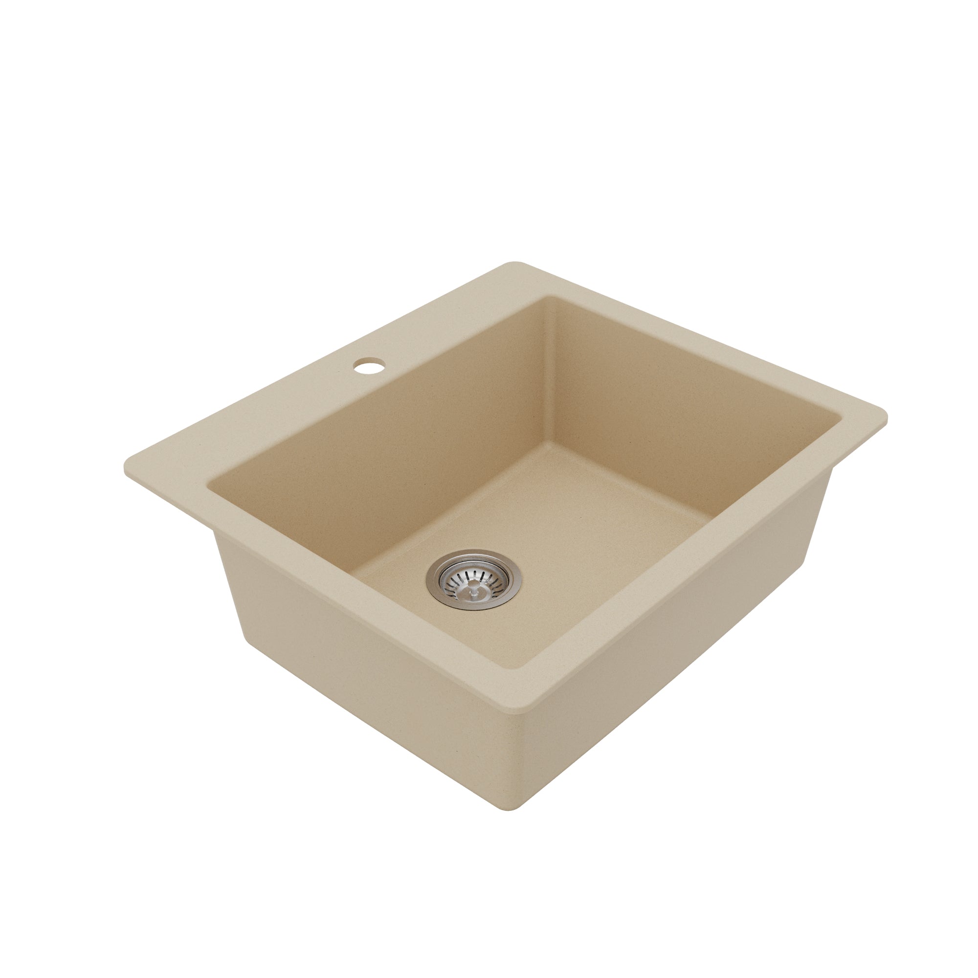 Alternative View of Karran 25" Drop In/Topmount Quartz Composite Kitchen Sink with Accessories, Bisque, QT-820-BI-PK1