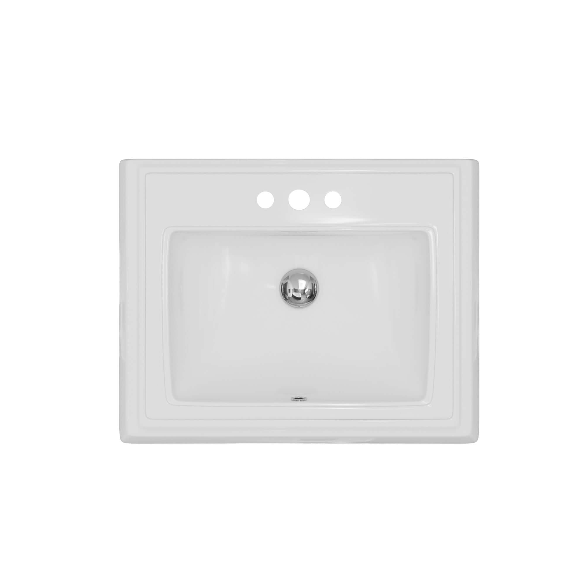 Karran Valera 18.25" x 23" Rectangular Drop In/Topmount Vitreous China ADA Bathroom Sink, White, VC-208-WH