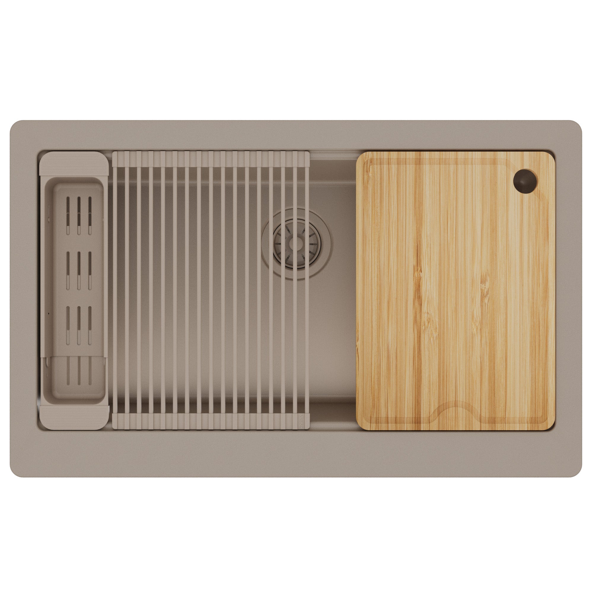 Karran 34 quartz composite workstation farmhouse sink concrete product image