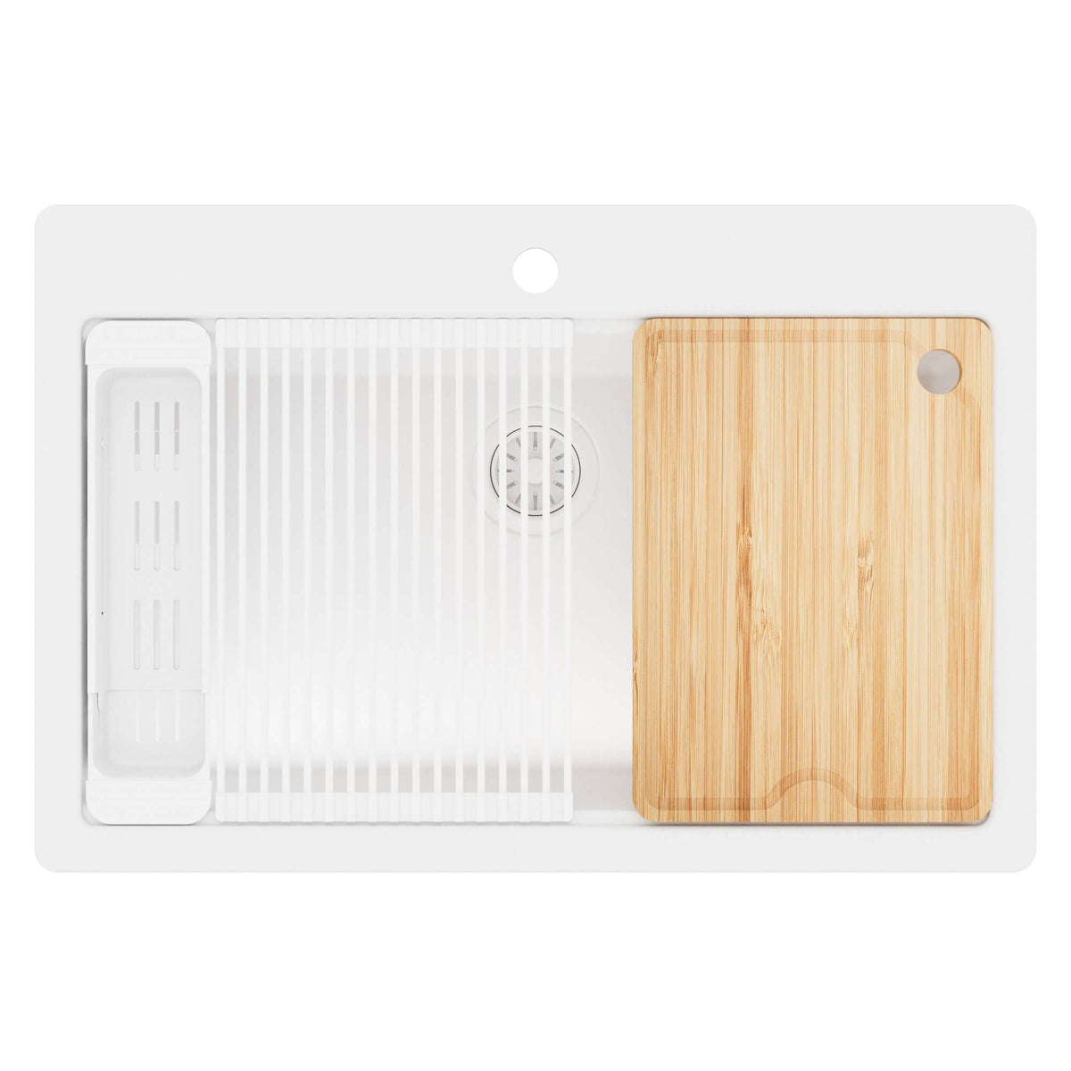 Karran 33 quartz composite workstation kitchen sink white product image