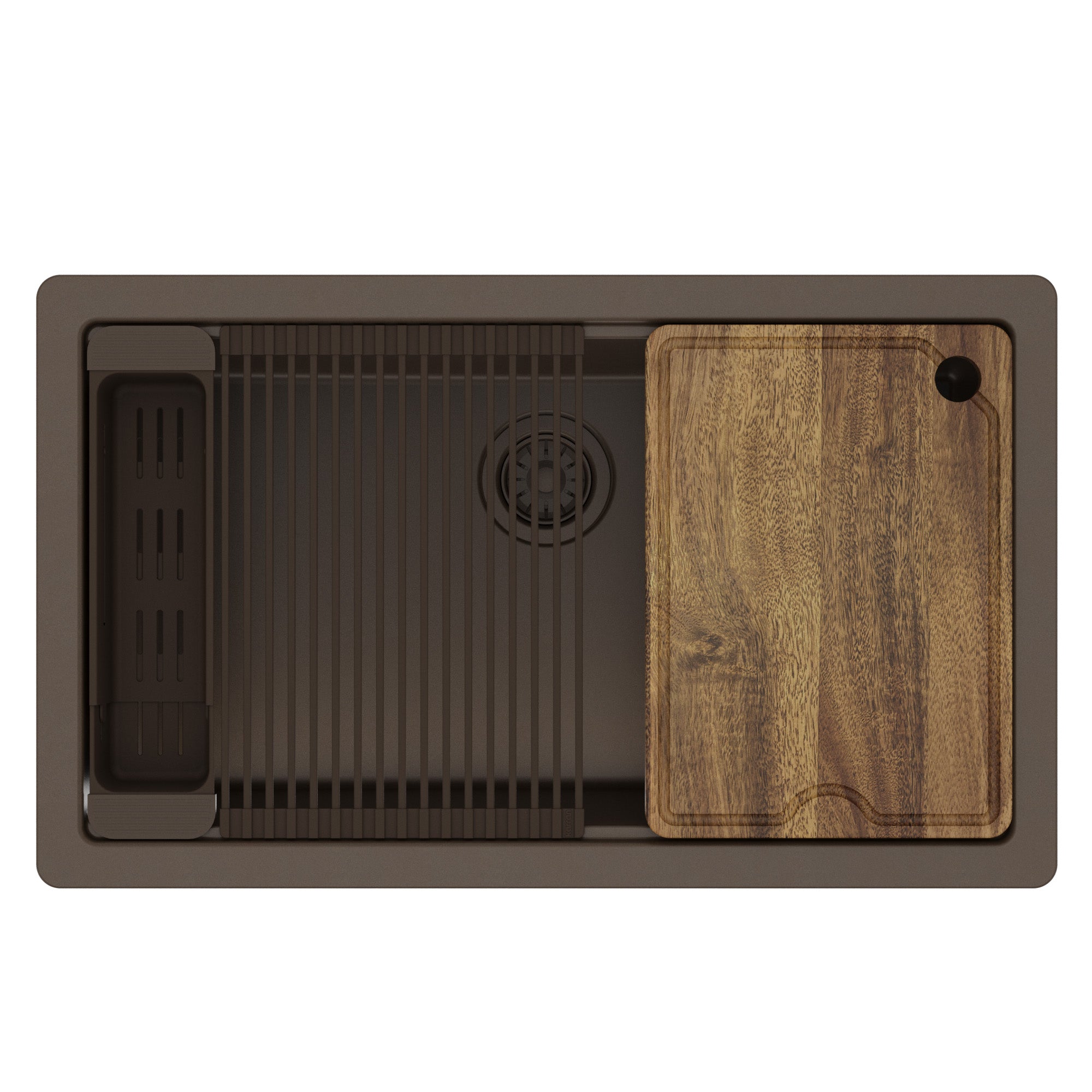 Karran 32 quartz composite workstation kitchen sink brown product image