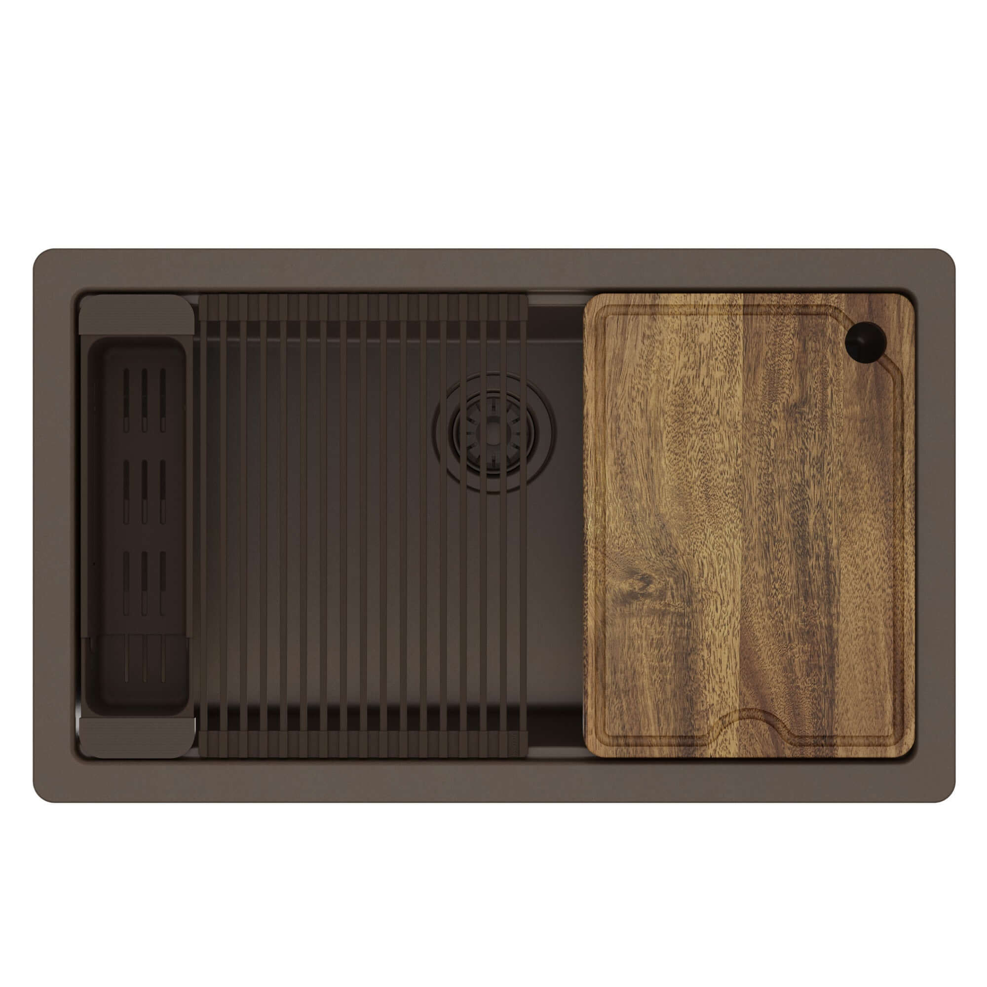 Karran 32 quartz composite workstation kitchen sink brown product image