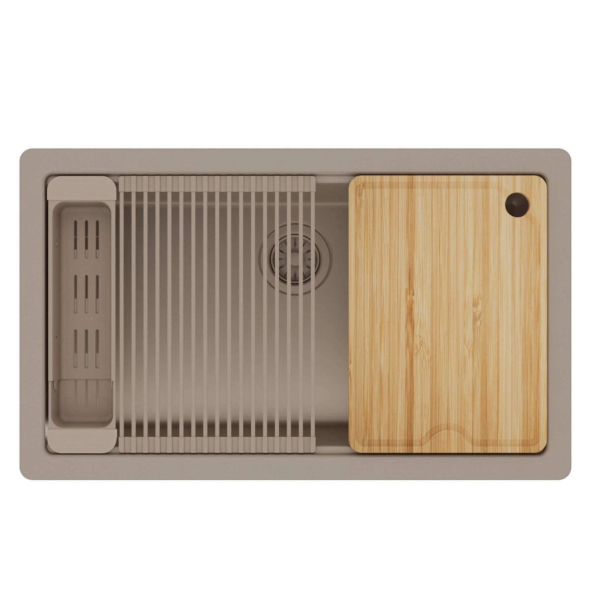 Karran 32 quartz composite workstation kitchen sink concrete product image