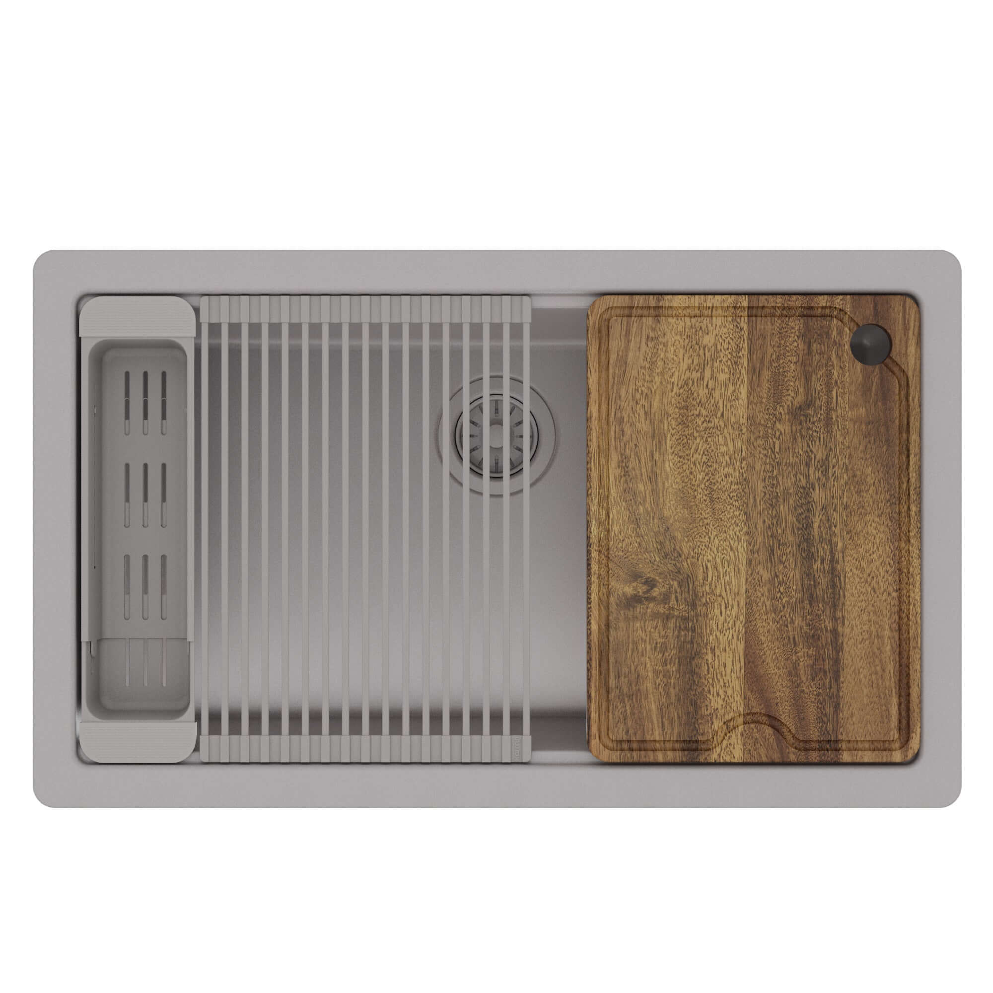 Karran 32 quartz composite workstation kitchen sink grey product image