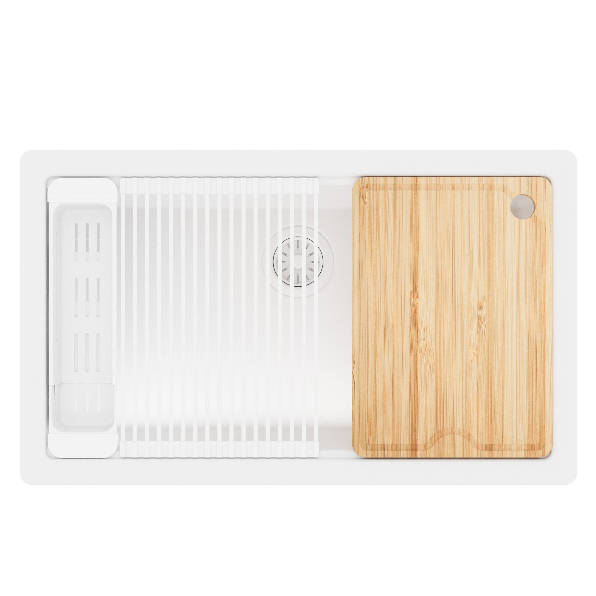 Karran 32 quartz composite workstation kitchen sink white product image