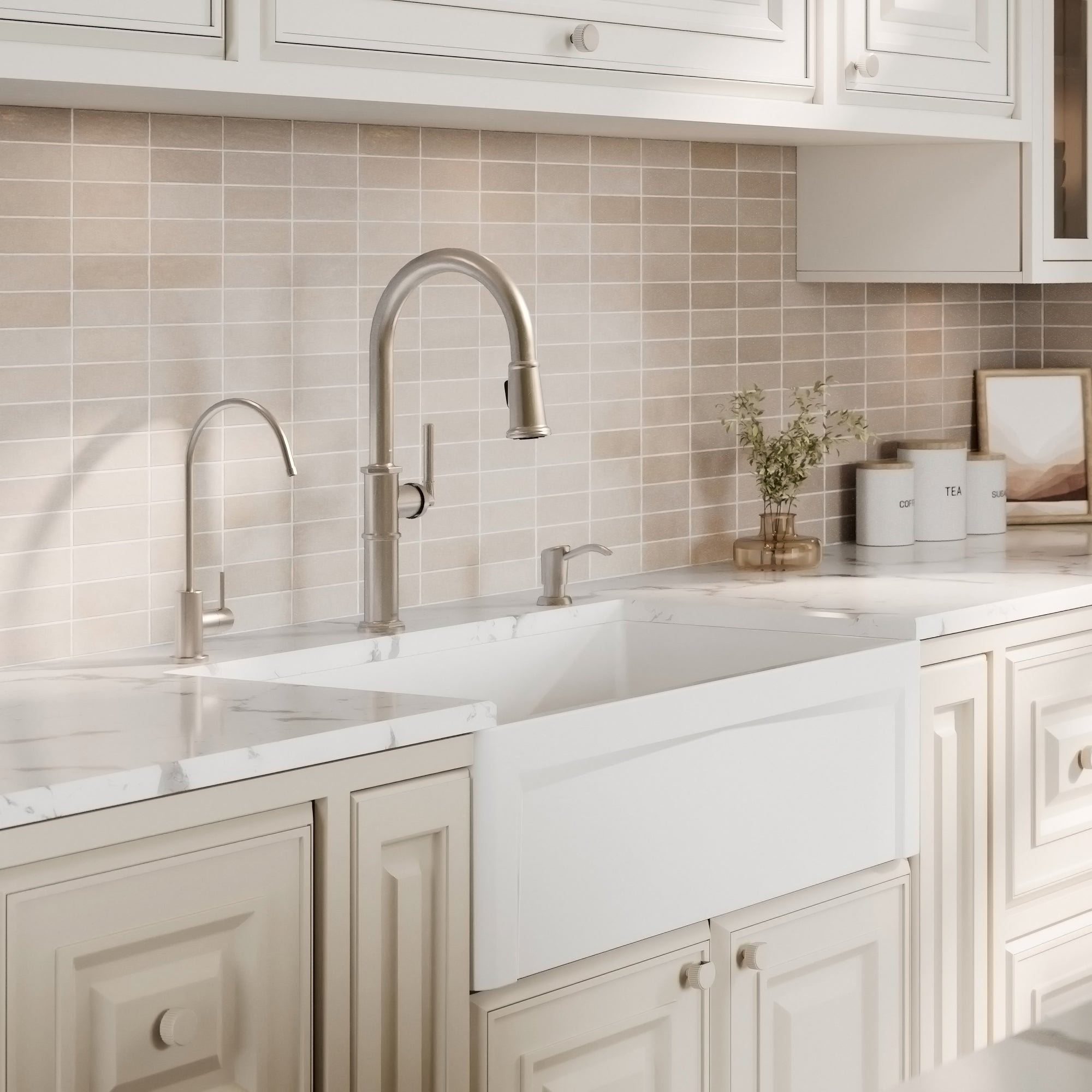 Alternative View of Karran Fireclay 33" Fireclay Farmhouse Sink with Accessories, White, FCP33SBWH