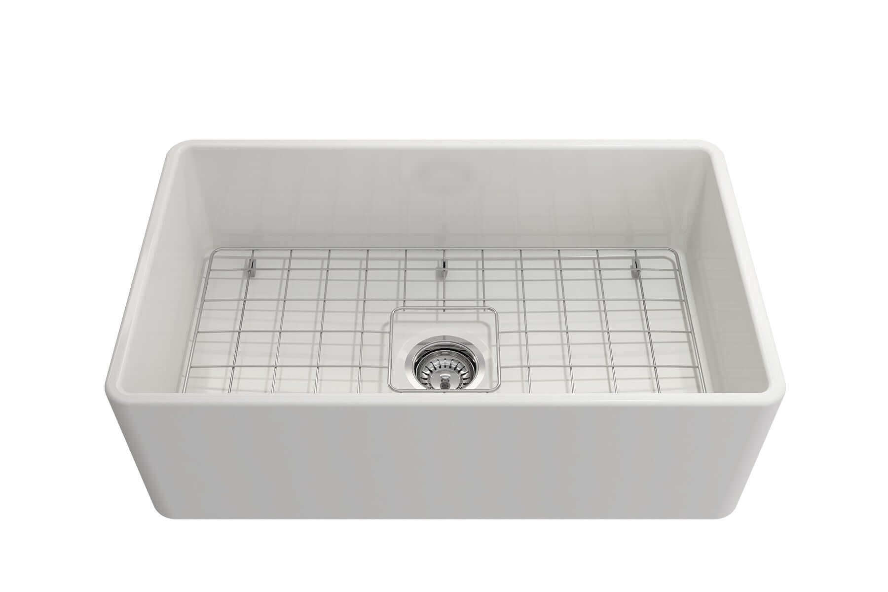 Alternate Image for BOCCHI Classico 30" Fireclay Farmhouse Sink Kit with Faucet and Accessories, White (sink) / Chrome (faucet), 1138-001-2020CH