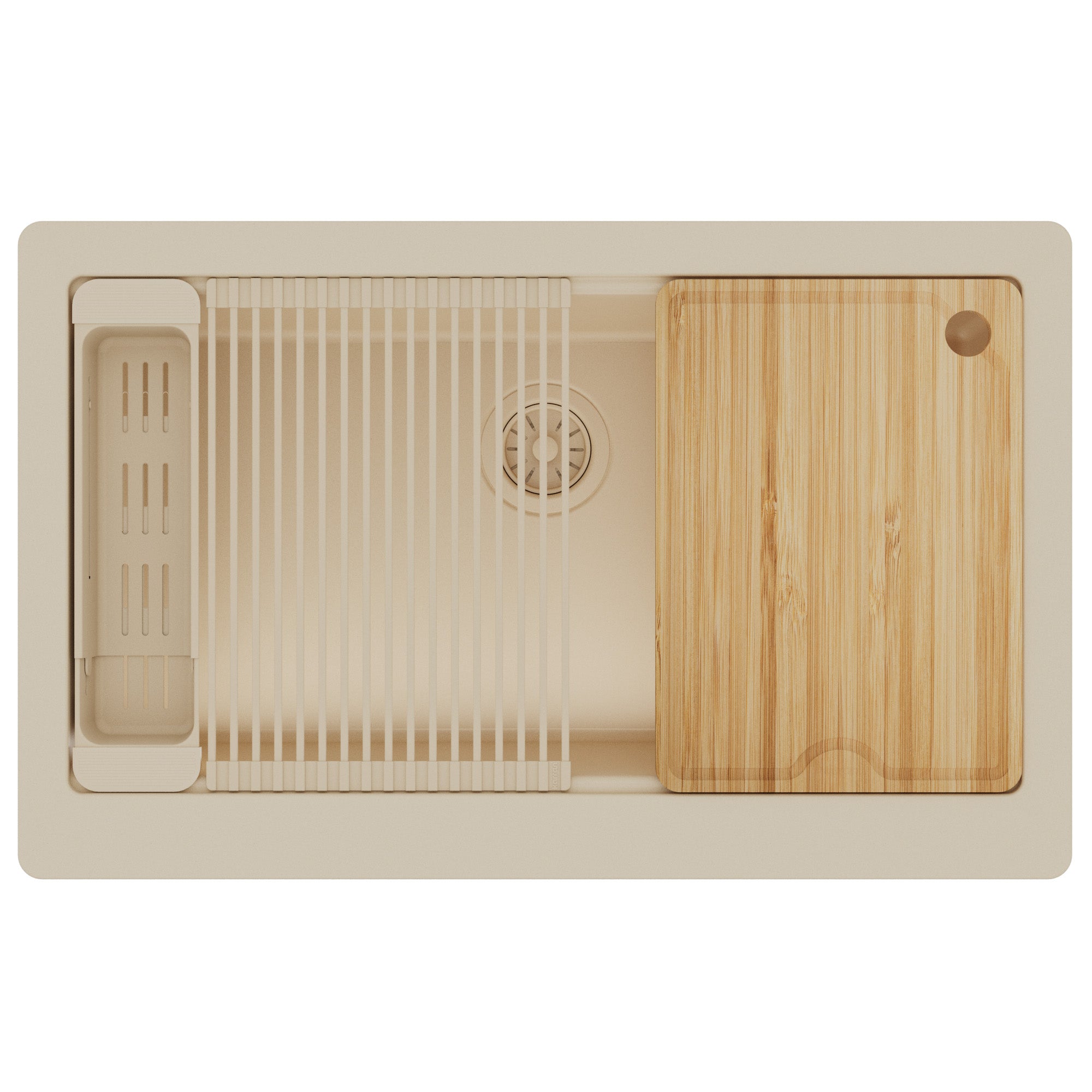 Karran 34 quartz composite workstation farmhouse sink bisque product image