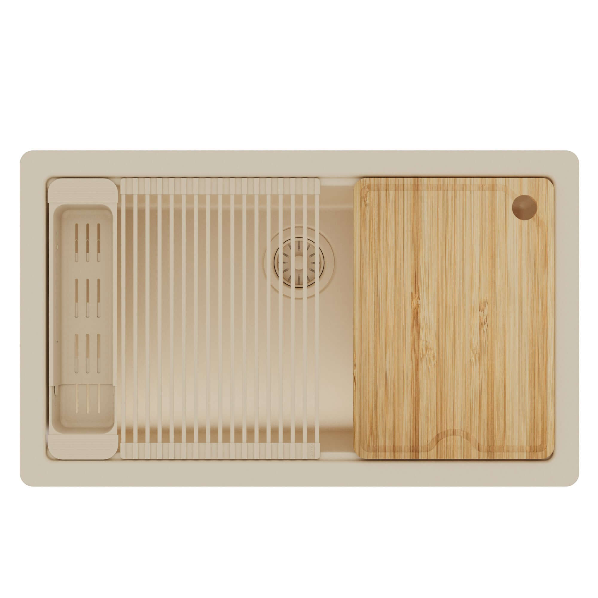 Karran 32 quartz composite workstation kitchen sink bisque product image