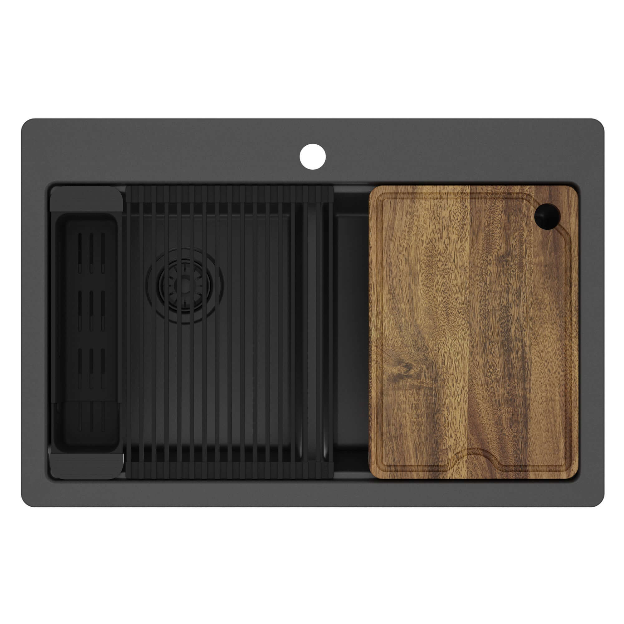 Karran 33 quartz composite workstation kitchen sink 50/50 double bowl black product image