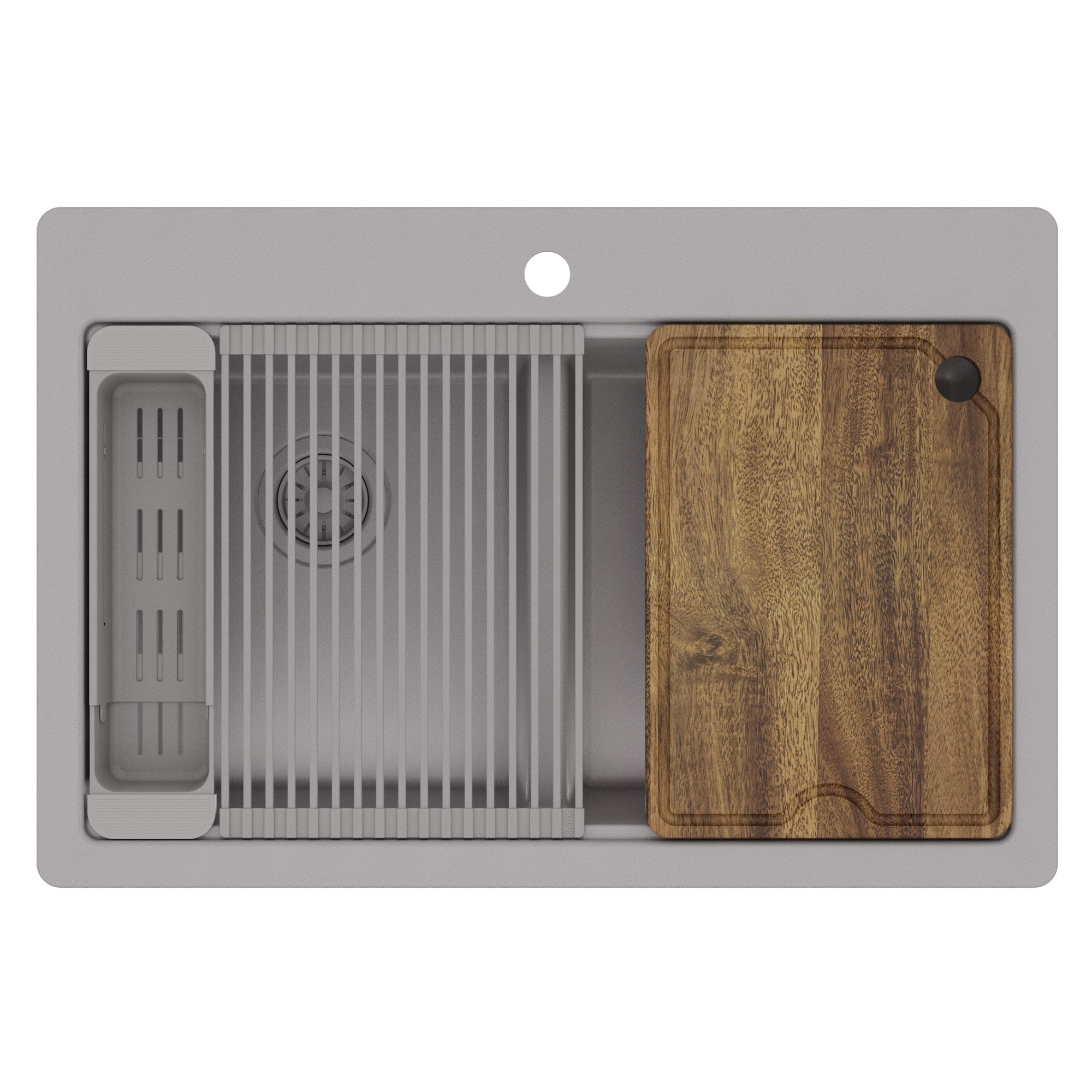 Karran 33 quartz composite workstation kitchen sink 50/50 double bowl grey product image