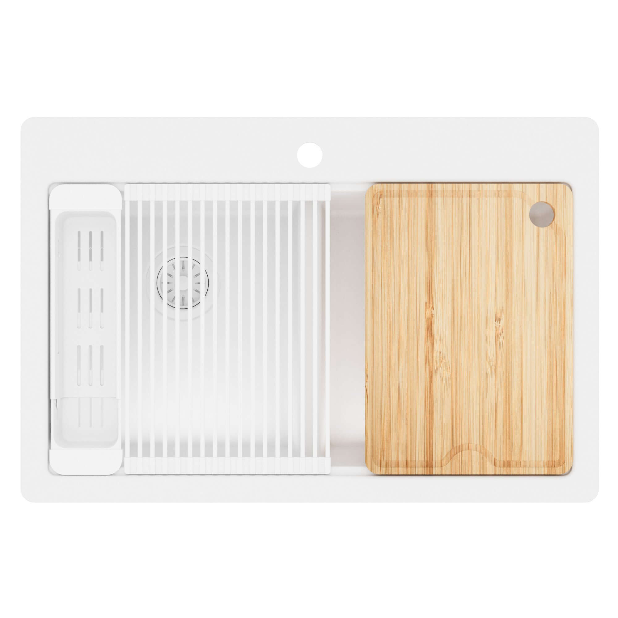 Karran 33 quartz composite workstation kitchen sink 50/50 double bowl white product image