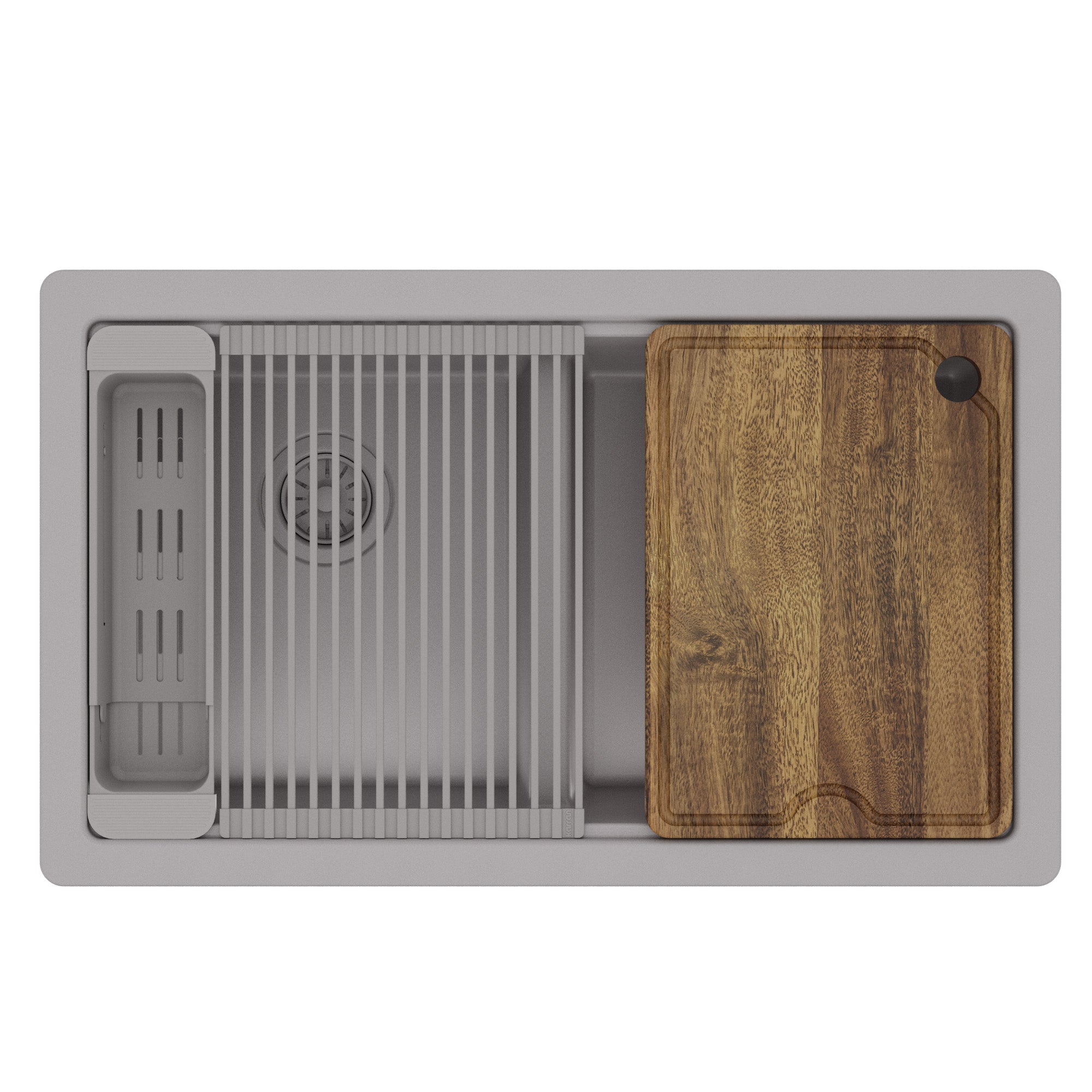Karran 32 quartz composite workstation kitchen sink 50/50 double bowl grey product image