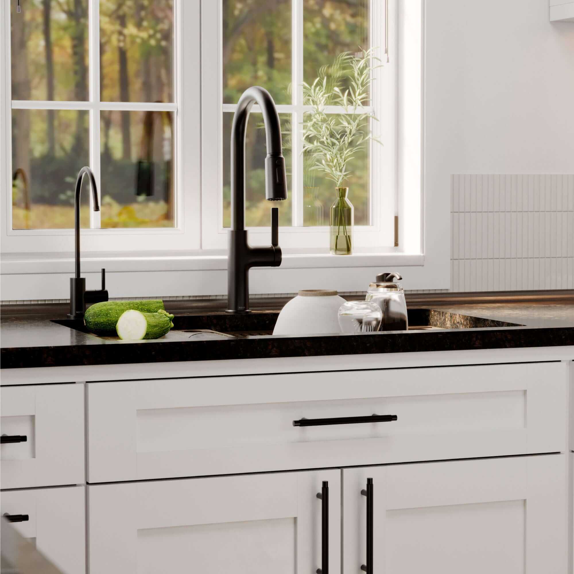 Karran 32 quartz composite workstation kitchen sink brown lifestyle image