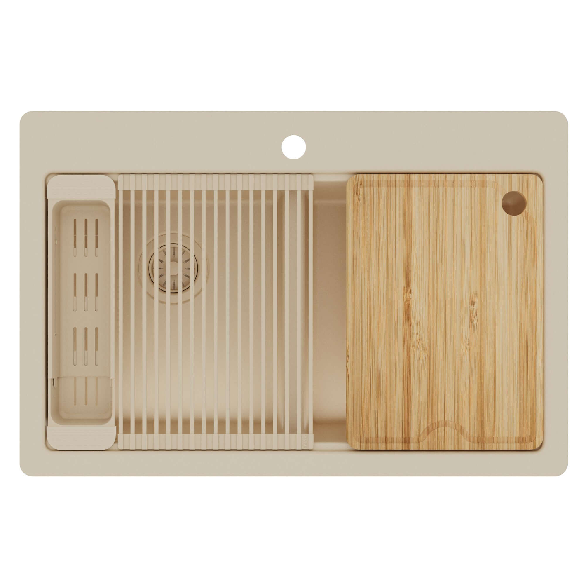 Karran 33 quartz composite workstation kitchen sink 50/50 double bowl bisque product image
