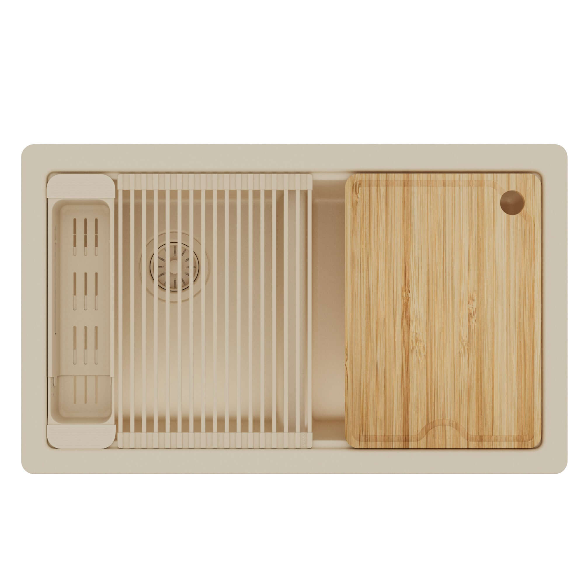 Karran 32 quartz composite workstation kitchen sink 50/50 double bowl bisque product image