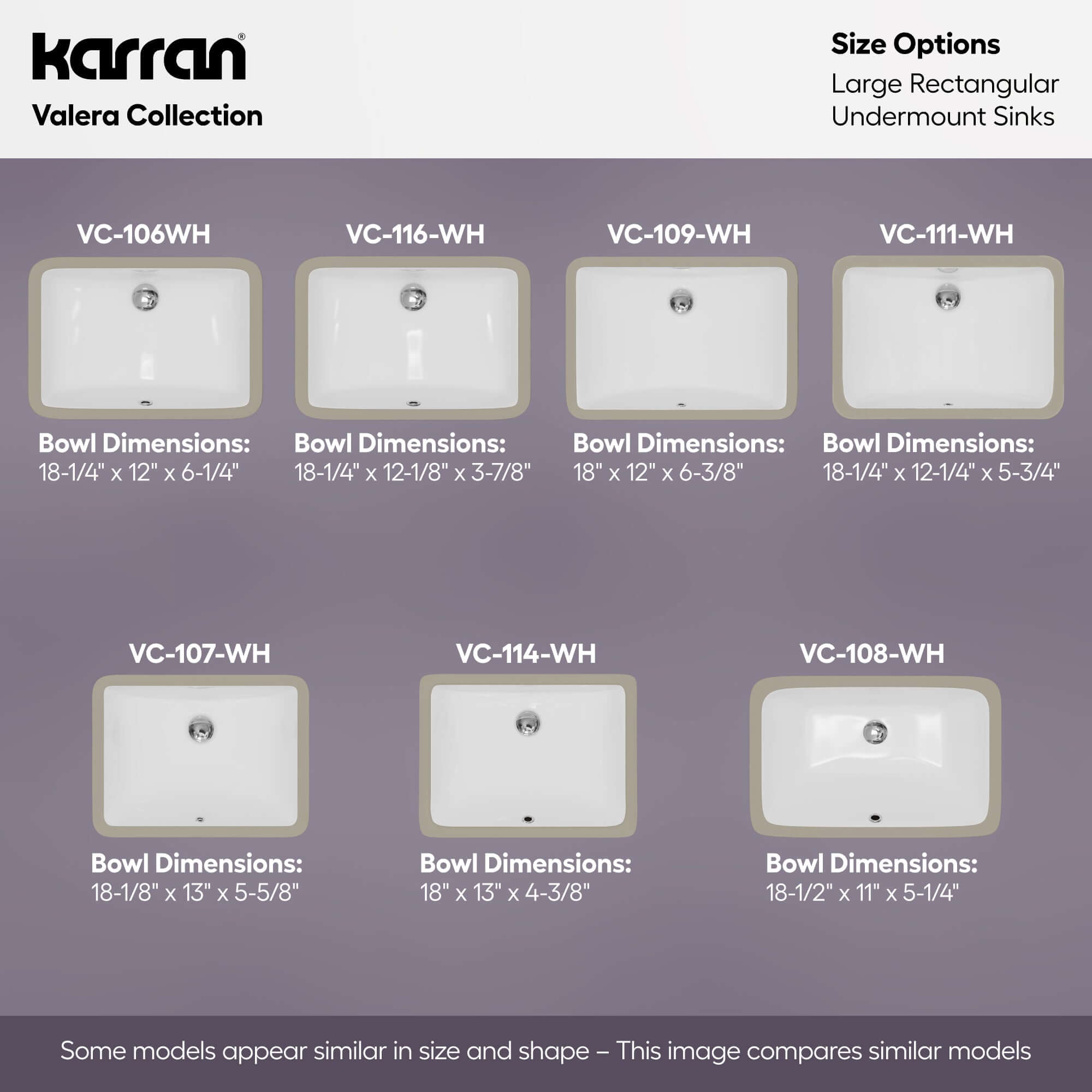 Karran 21 rectangular bathroom sink white informational image