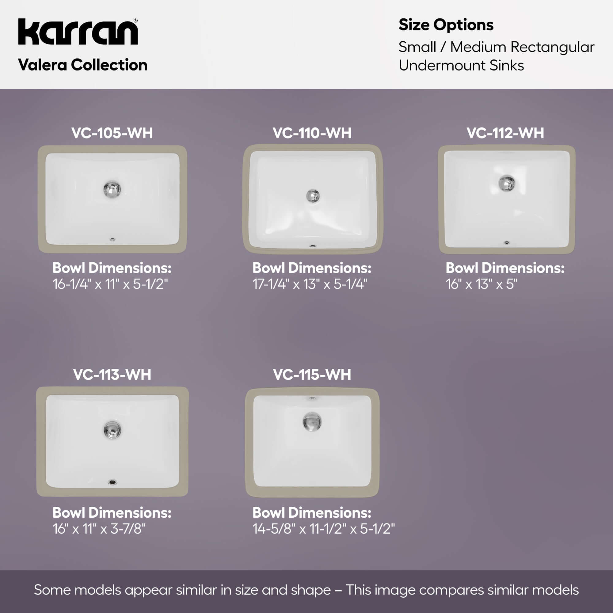 Karran Valera 14.875" x 18.125" Rectangular Undermount Vitreous China ADA Bathroom Sink, White, VC-112-WH