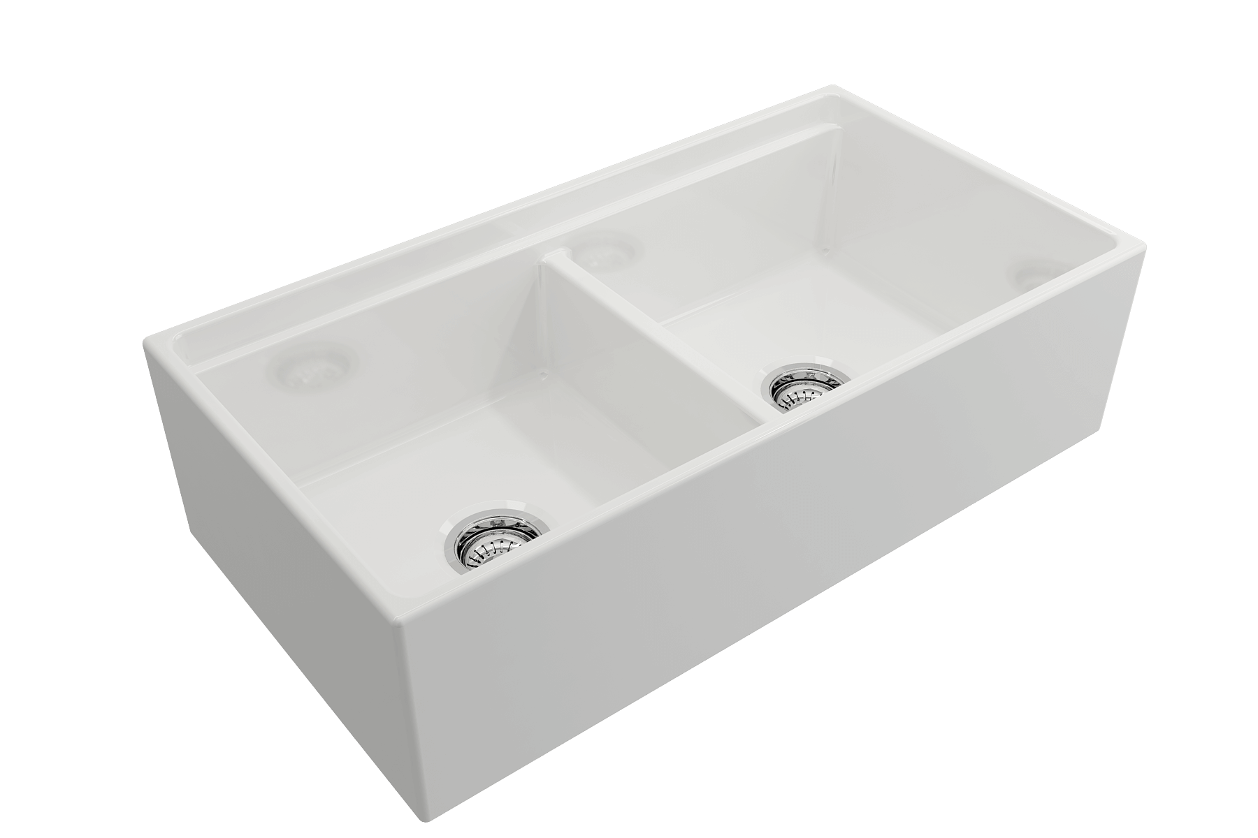 Alternate Image for BOCCHI Contempo 36" White Fireclay Workstation Farmhouse Sink Kit with Stainless Steel Faucet and Accessories, 50/50 Double Bowl, 1348-001-2020SS