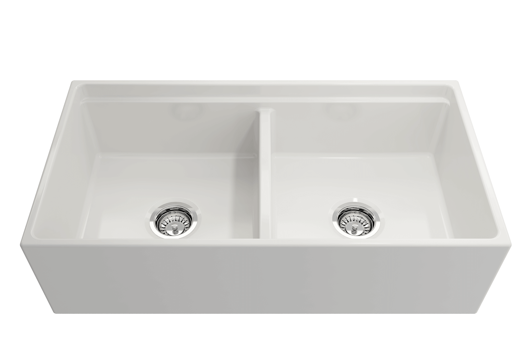 Alternate Image for BOCCHI Contempo 36" White Fireclay Workstation Farmhouse Sink Kit with Stainless Steel Faucet and Accessories, 50/50 Double Bowl, 1348-001-2020SS
