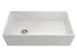 BOCCHI Contempo 36" Fireclay Farmhouse Sink Kit with Faucet and Accessories, White (sink) / Stainless Steel (faucet), 1354-001-2020SS