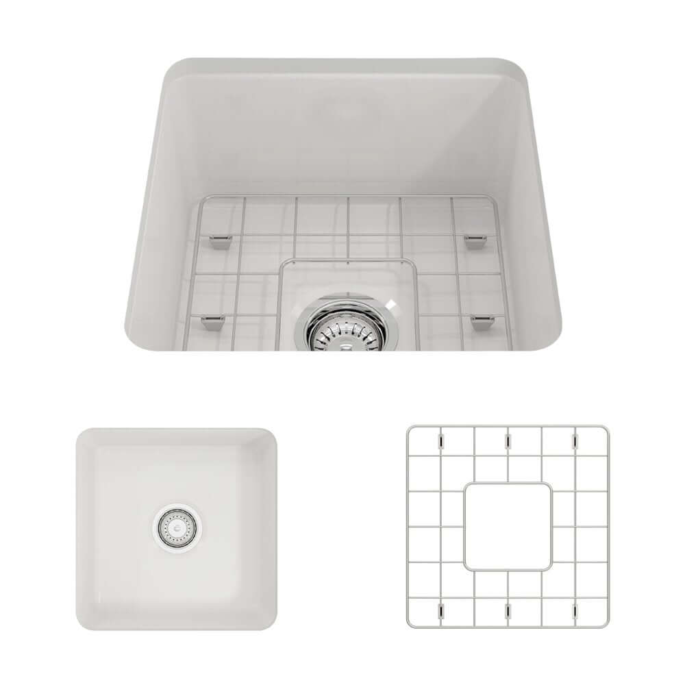 Alternate Image for BOCCHI Sotto 18" Fireclay Bar/Prep Sink Kit with Accessories, White, 1359-001-KIT1