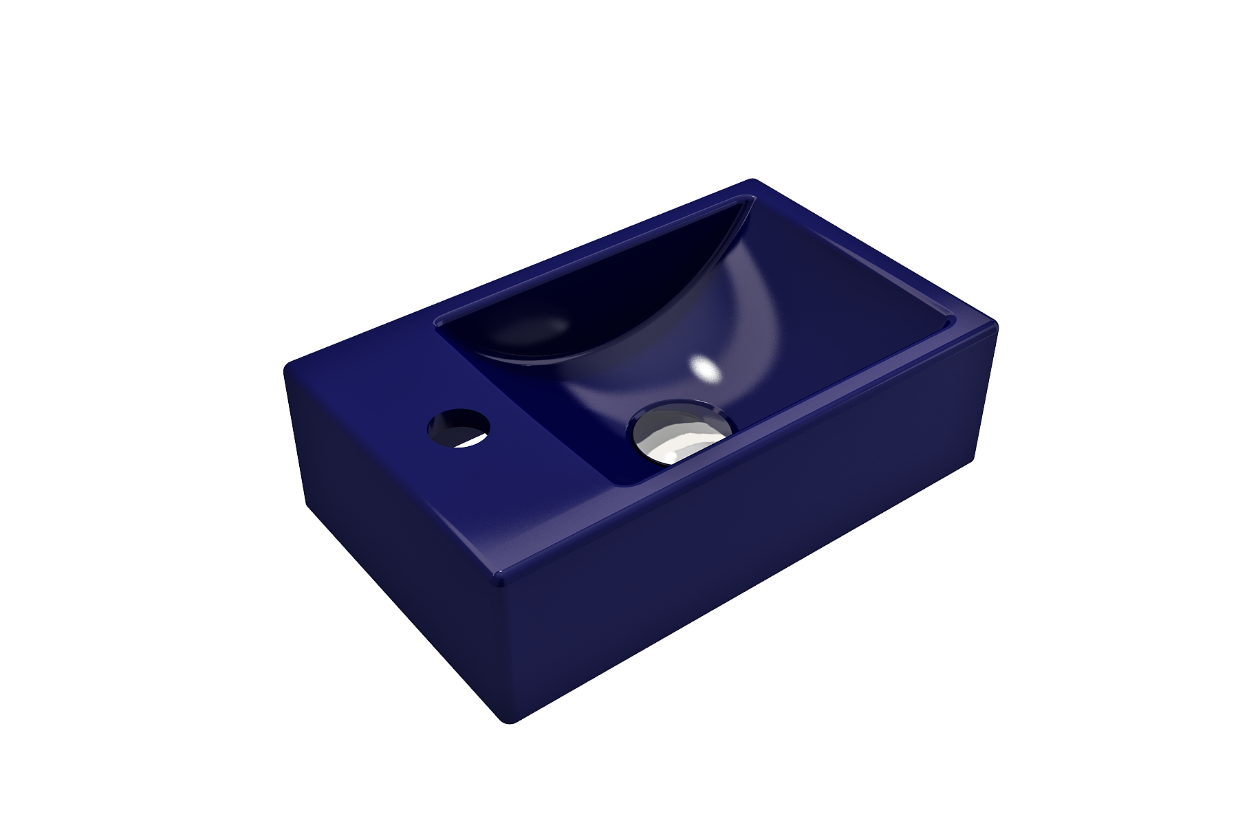 Alternate Image for BOCCHI Milano Small 15" Rectangle Wallmount Fireclay Bathroom Sink, Sapphire Blue, Single Faucet Hole, 1418-010-0126