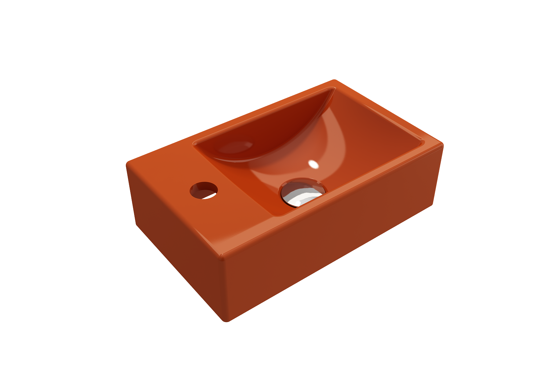BOCCHI Milano Small 15" Rectangle Wallmount Fireclay Bathroom Sink, Orange, Single Faucet Hole, 1418-012-0126
