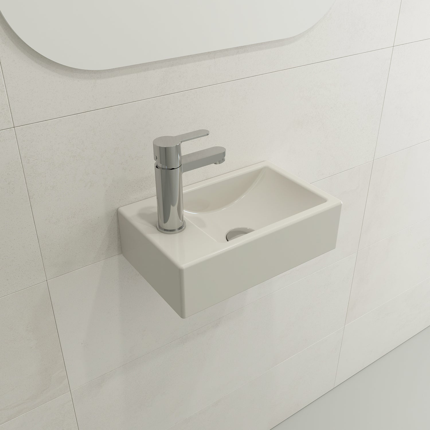 Alternate Image for BOCCHI Milano Small 15" Rectangle Wallmount Fireclay Bathroom Sink, Biscuit, Single Faucet Hole, 1418-014-0126