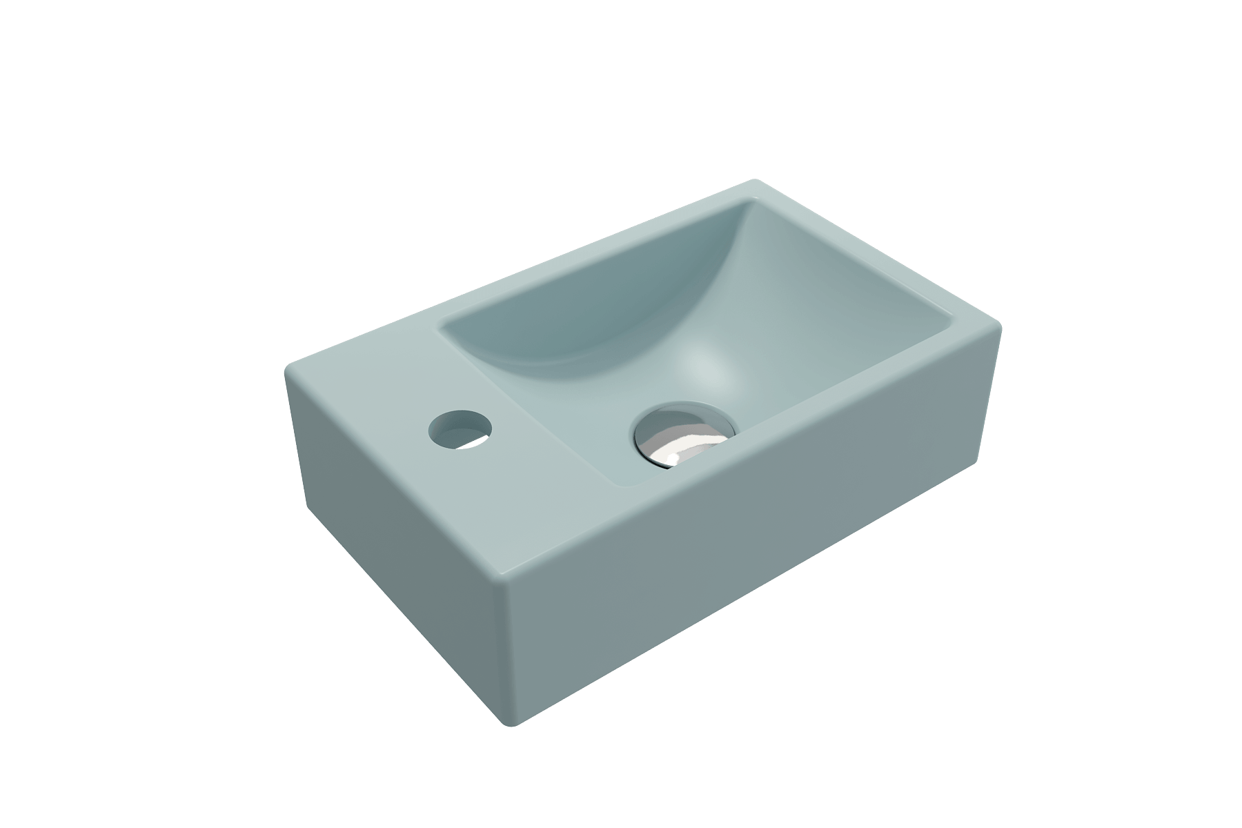 Alternate Image for BOCCHI Milano 15" Small Rectangle Wallmount Fireclay Bathroom Sink, Matte Ice Blue, Single Faucet Hole, 1418-029-0126