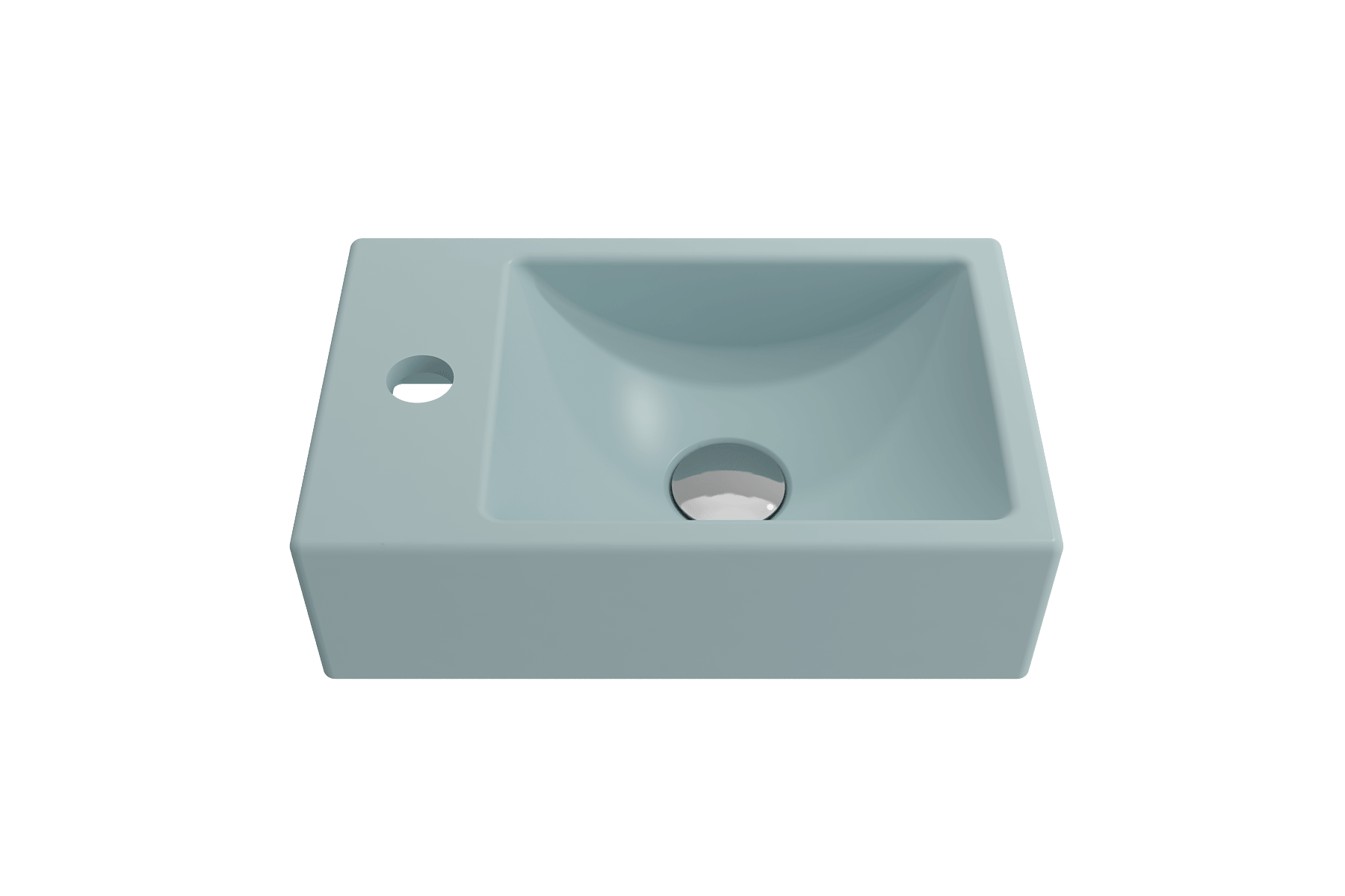 Alternate Image for BOCCHI Milano 15" Small Rectangle Wallmount Fireclay Bathroom Sink, Matte Ice Blue, Single Faucet Hole, 1418-029-0126