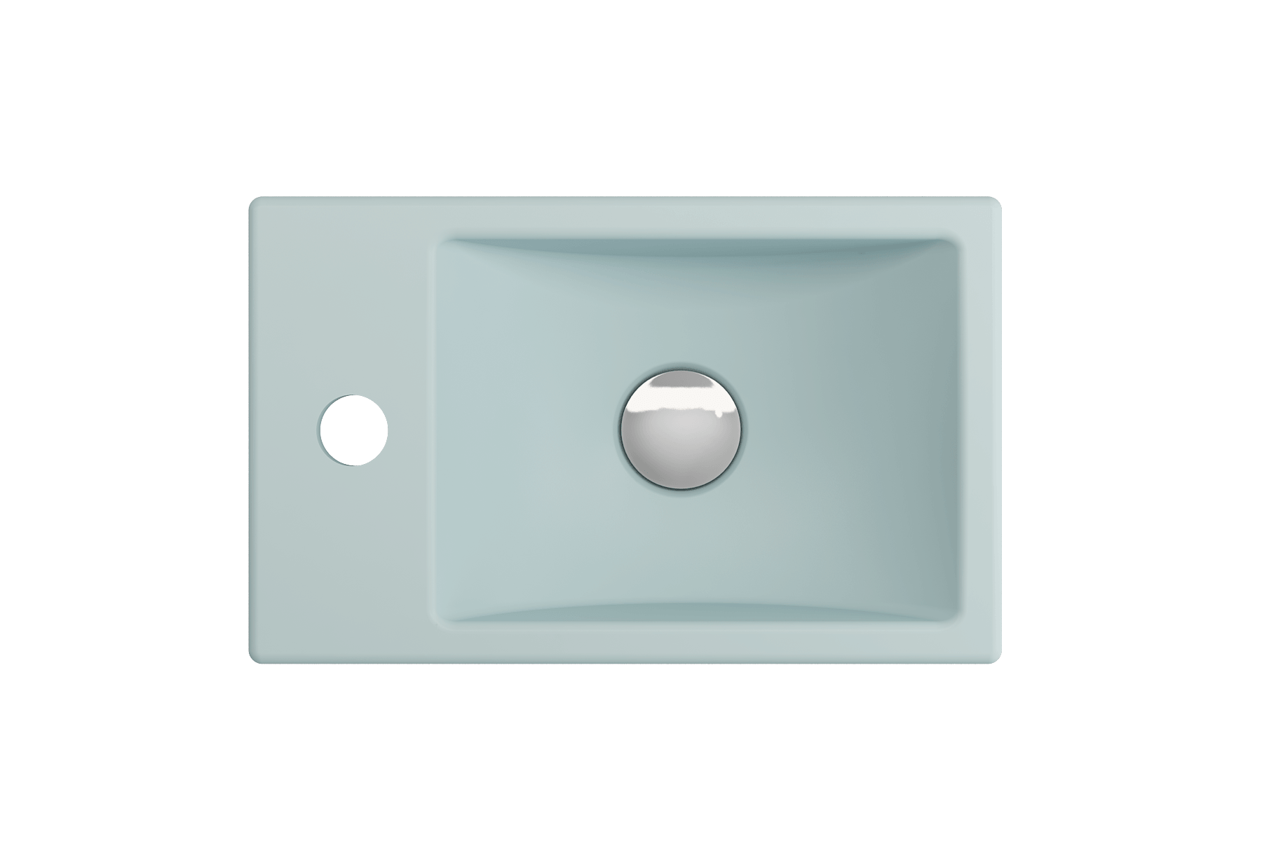 Alternate Image for BOCCHI Milano 15" Small Rectangle Wallmount Fireclay Bathroom Sink, Matte Ice Blue, Single Faucet Hole, 1418-029-0126