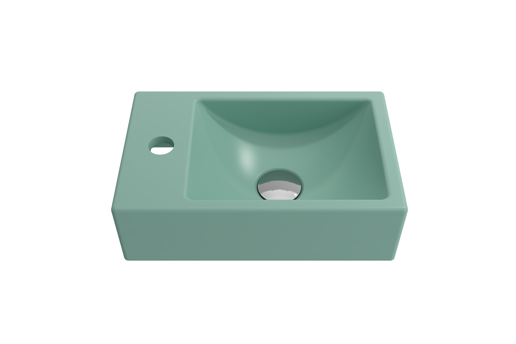 Alternate Image for BOCCHI Milano 15" Small Rectangle Wallmount Fireclay Bathroom Sink, Matte Mint Green, Single Faucet Hole, 1418-033-0126