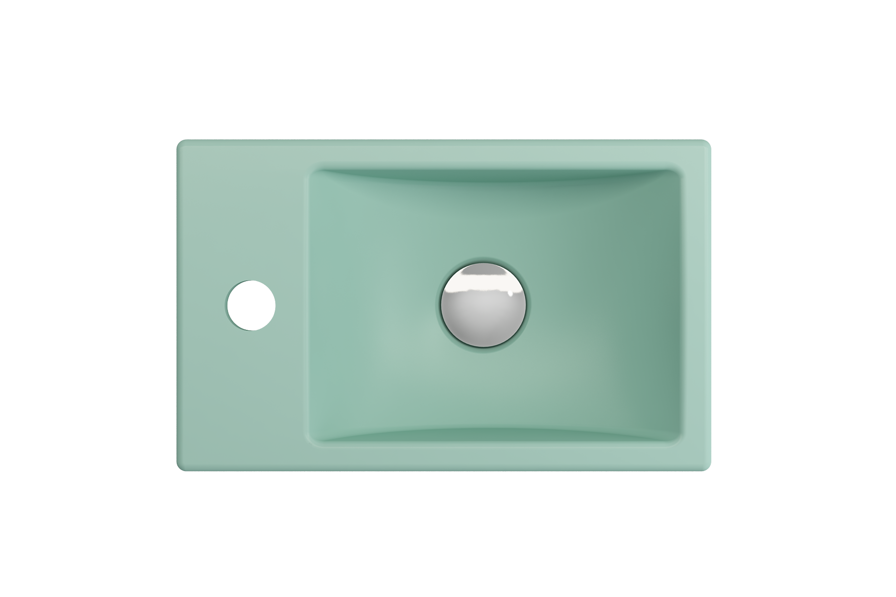 Alternate Image for BOCCHI Milano 15" Small Rectangle Wallmount Fireclay Bathroom Sink, Matte Mint Green, Single Faucet Hole, 1418-033-0126
