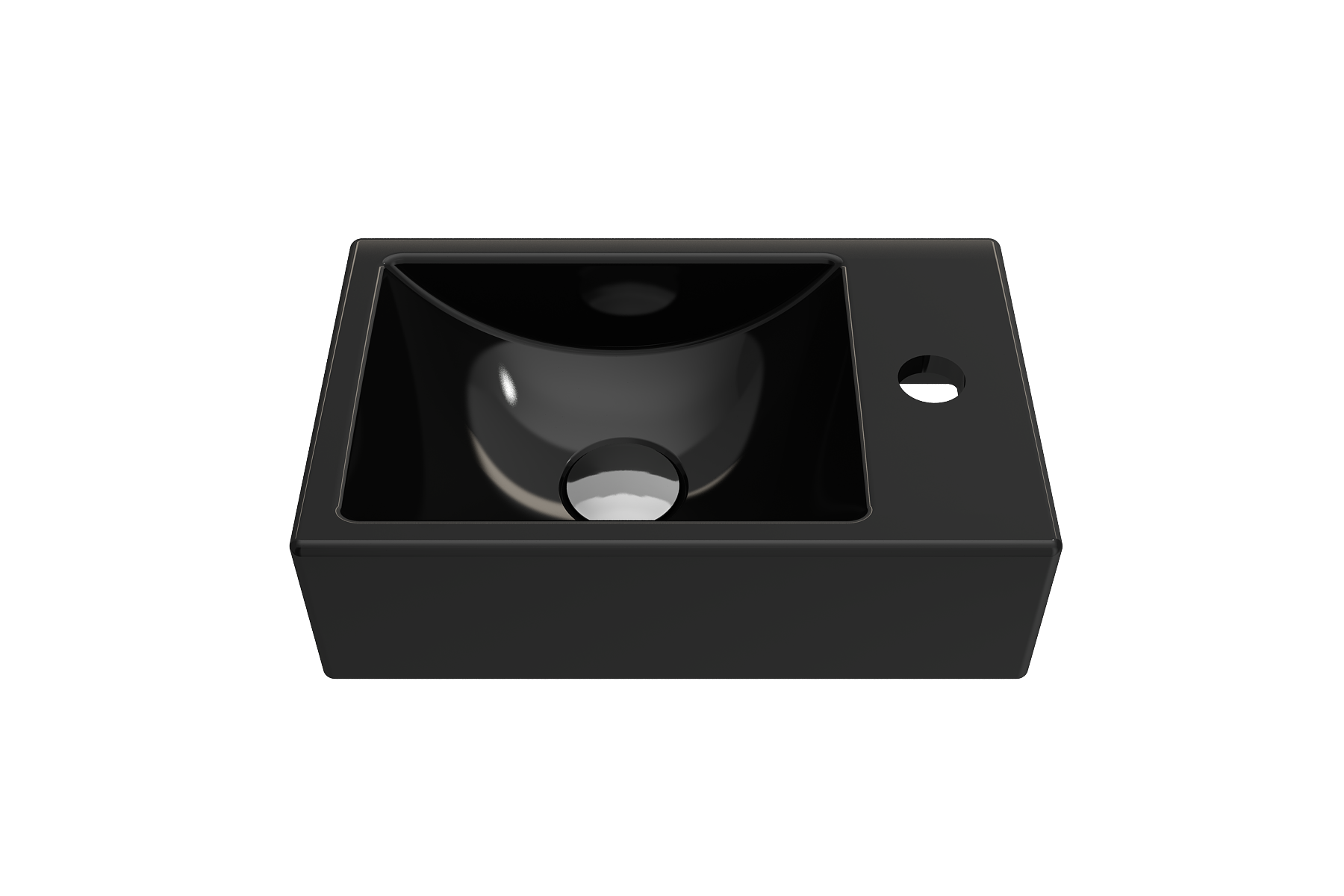 Alternate Image for BOCCHI Milano Small 15" Rectangle Wallmount Fireclay Bathroom Sink, Black, Single Faucet Hole, 1419-005-0126