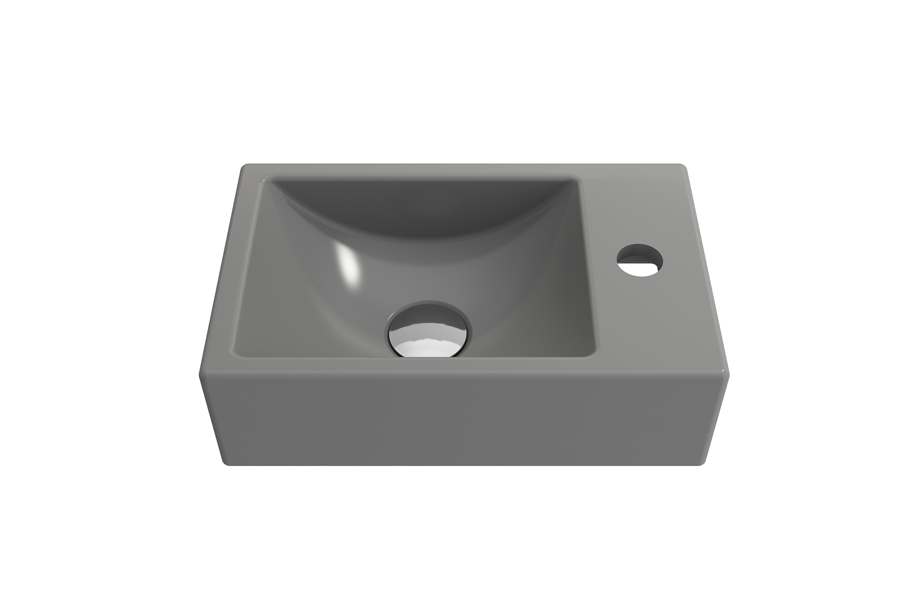 Alternate Image for BOCCHI Milano Small 15" Rectangle Wallmount Fireclay Bathroom Sink, Matte Gray, Single Faucet Hole, 1419-006-0126