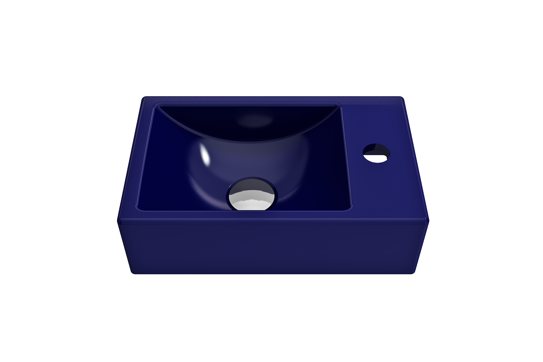 Alternate Image for BOCCHI Milano Small 15" Rectangle Wallmount Fireclay Bathroom Sink, Sapphire Blue, Single Faucet Hole, 1419-010-0126