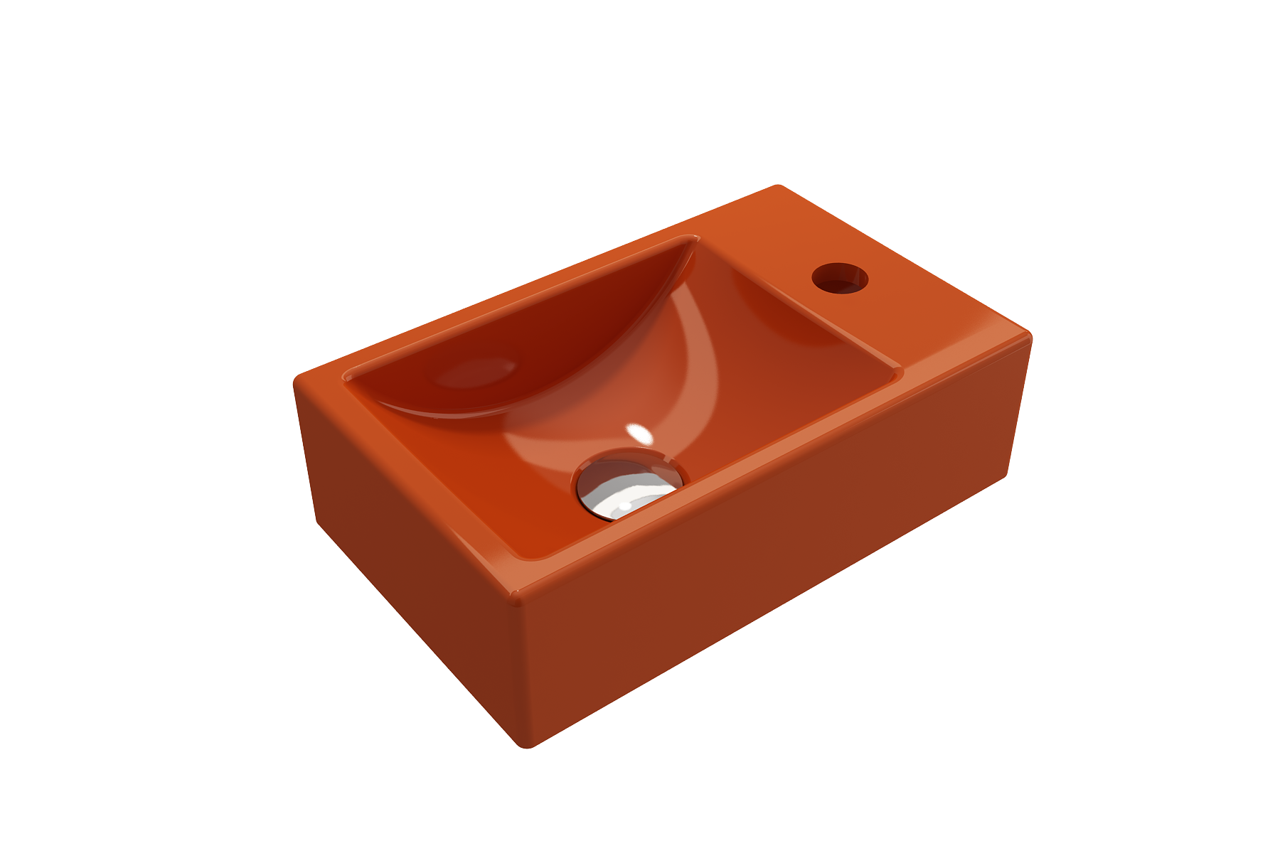BOCCHI Milano Small 15" Rectangle Wallmount Fireclay Bathroom Sink, Orange, Single Faucet Hole, 1419-012-0126
