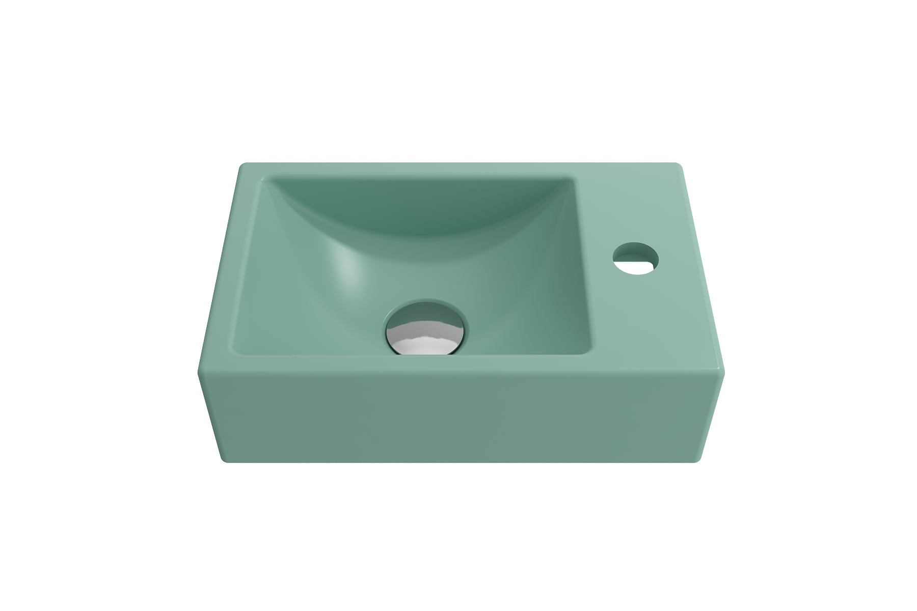 Alternate Image for BOCCHI Milano Small 15" Rectangle Wallmount Fireclay Bathroom Sink, Matte Mint Green, Single Faucet Hole, 1419-033-0126